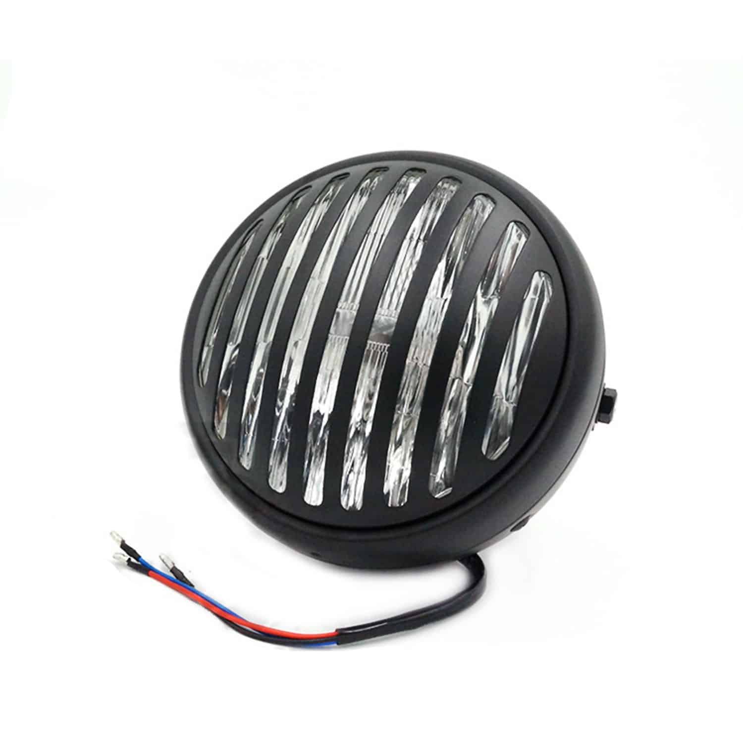 Faro de Motocicleta TASWK 7" Negro Estilo Antiguo Vintage