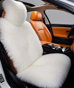 Funda de Asiento de Coche de Piel de Oveja Genuina Gracefur