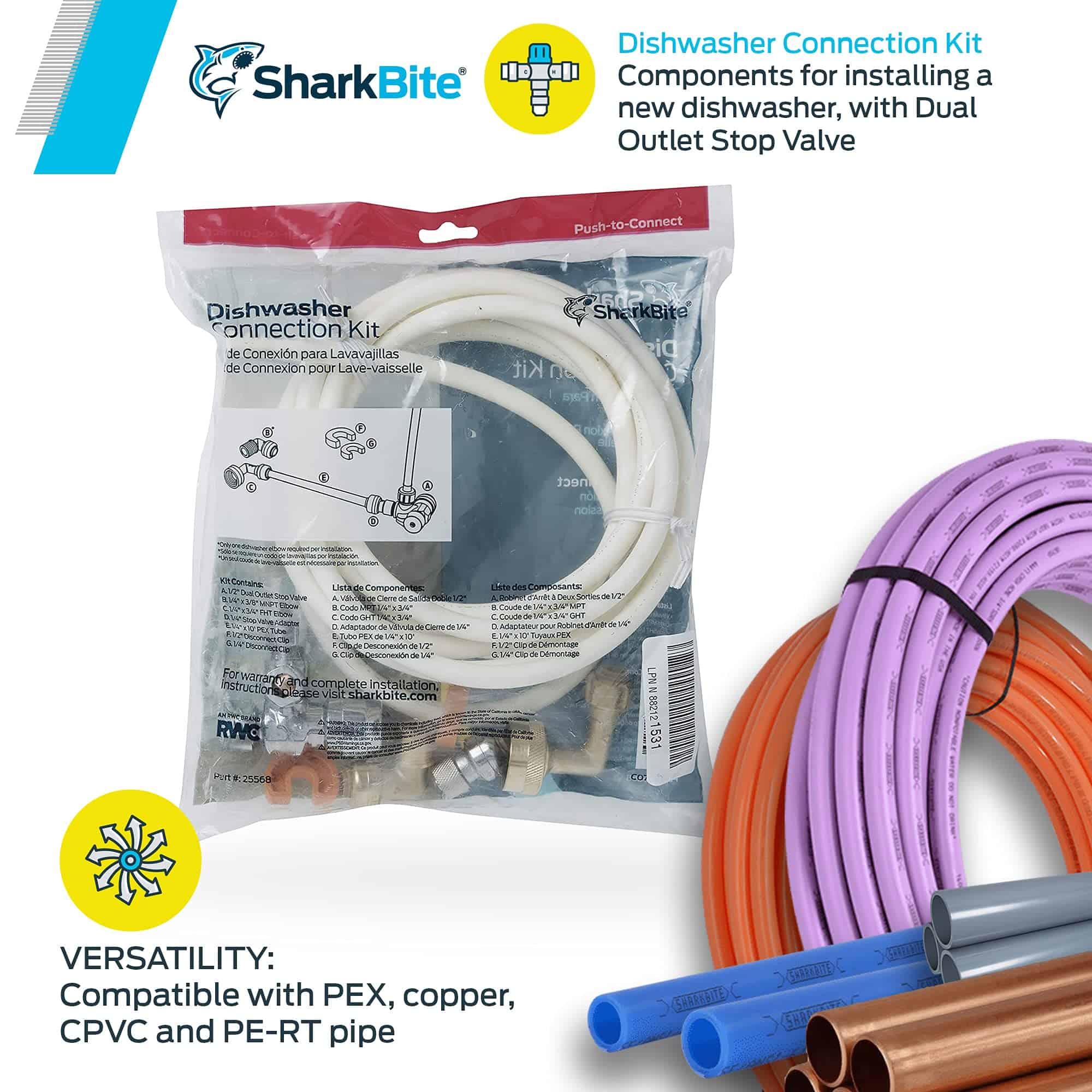 Kit de Conexión de Lavavajillas SharkBite, Conexión por - Imagen 5