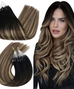 Extensiones de Cabello de Micro Anillo Balayage Ugeat Negro