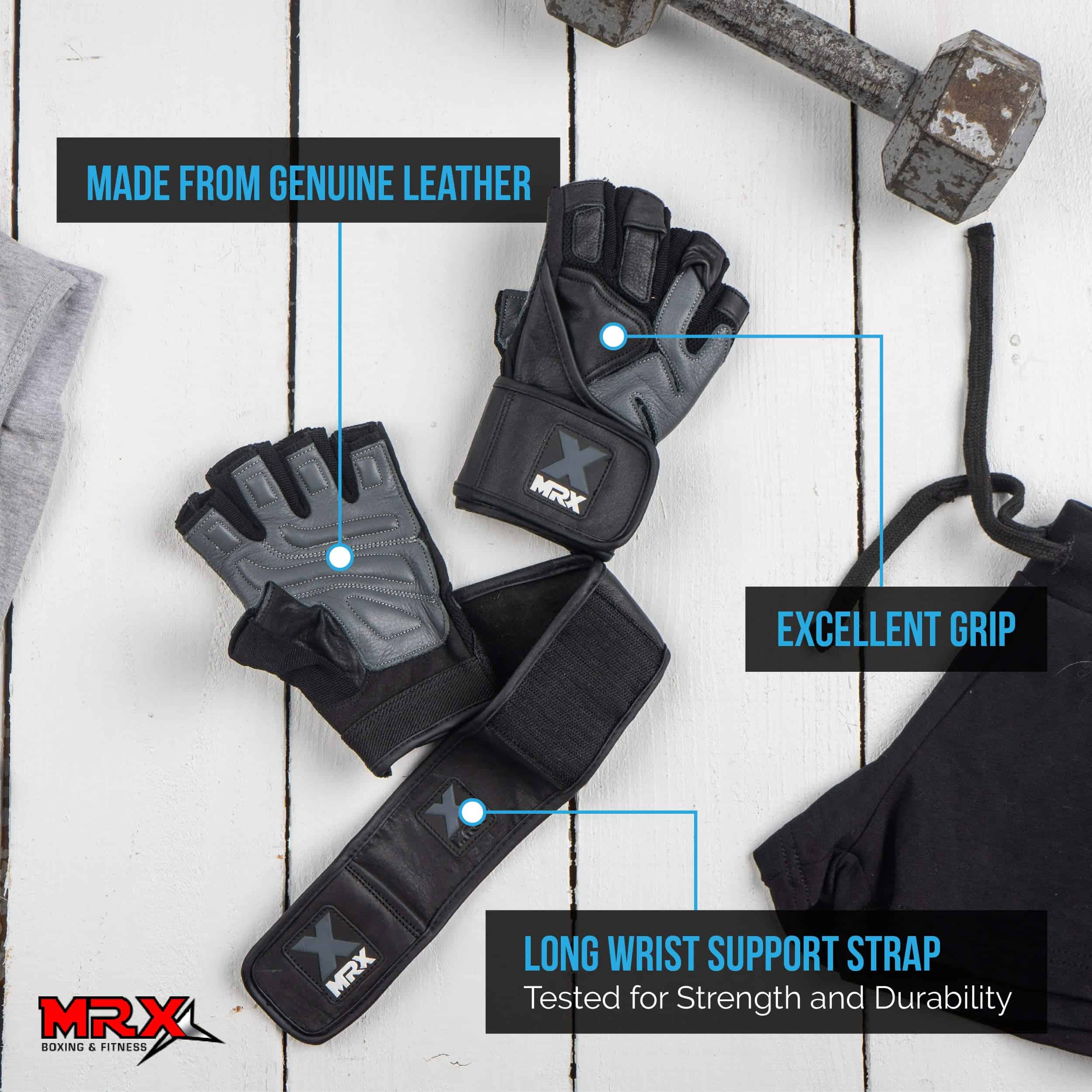 Guantes de Levantamiento de Pesas de Nivel -Negro Gris - Imagen 4