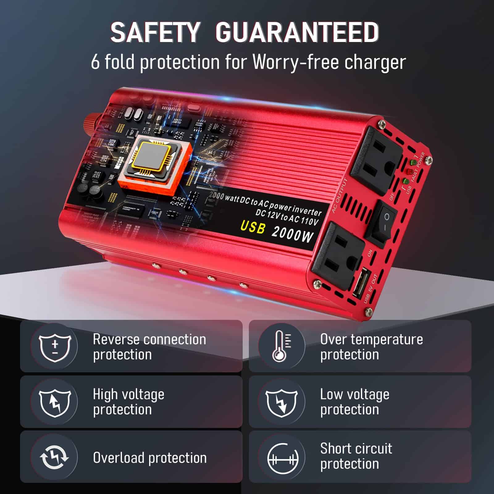 Convertidor de Corriente para Coche LVYUAN 1000W 12V a 110V - Imagen 5