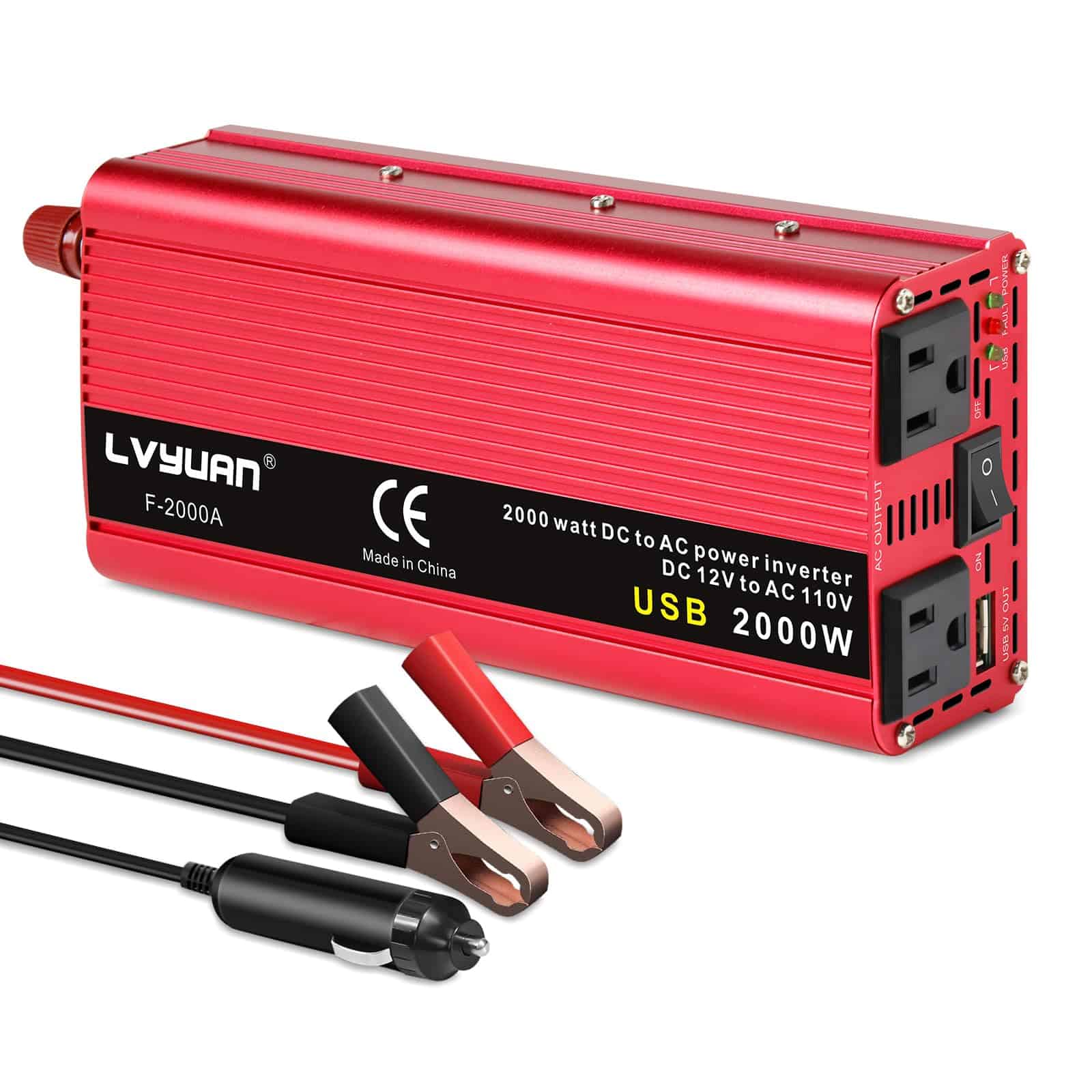 Convertidor de Corriente para Coche LVYUAN 1000W 12V a 110V