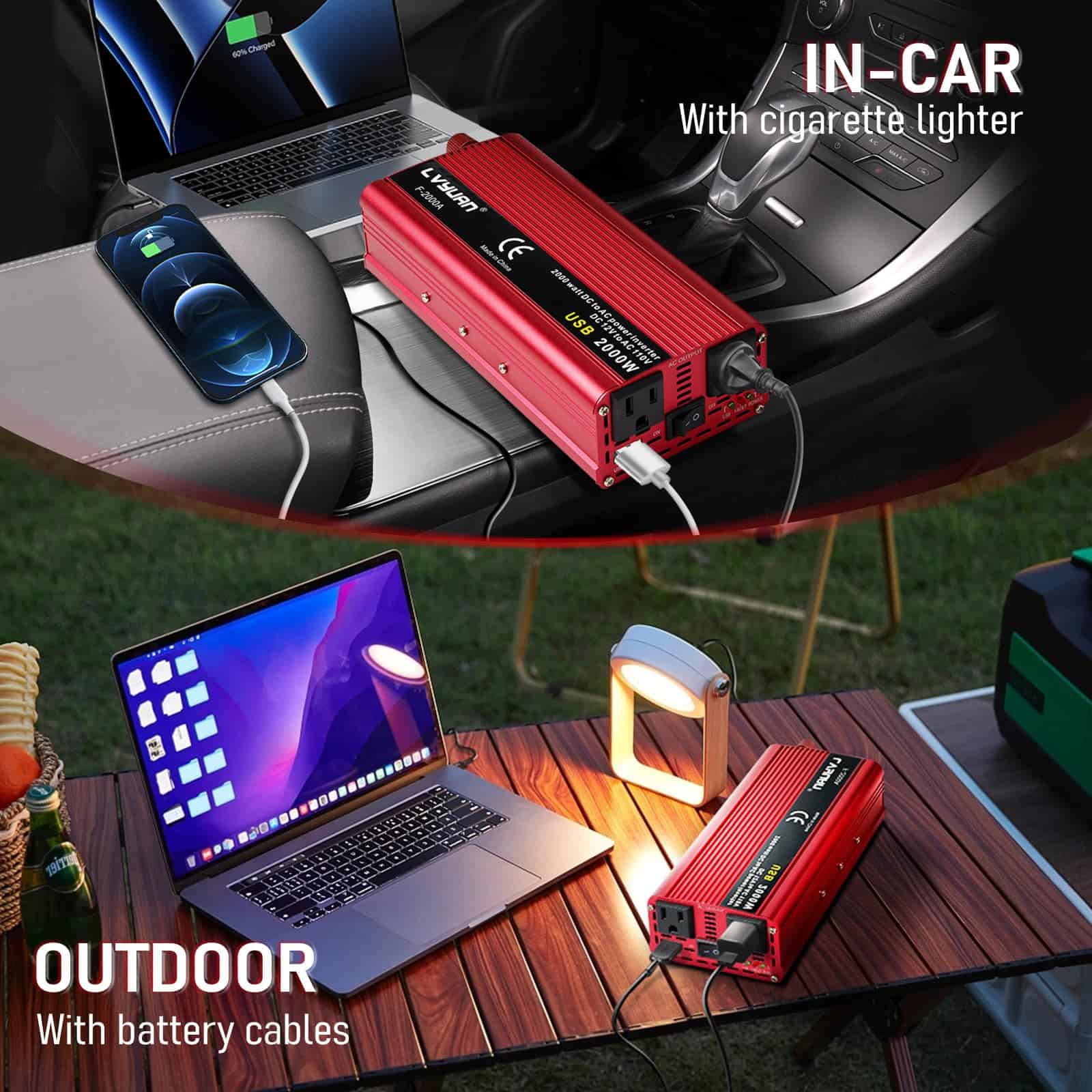 Convertidor de Corriente para Coche LVYUAN 1000W 12V a 110V - Imagen 7