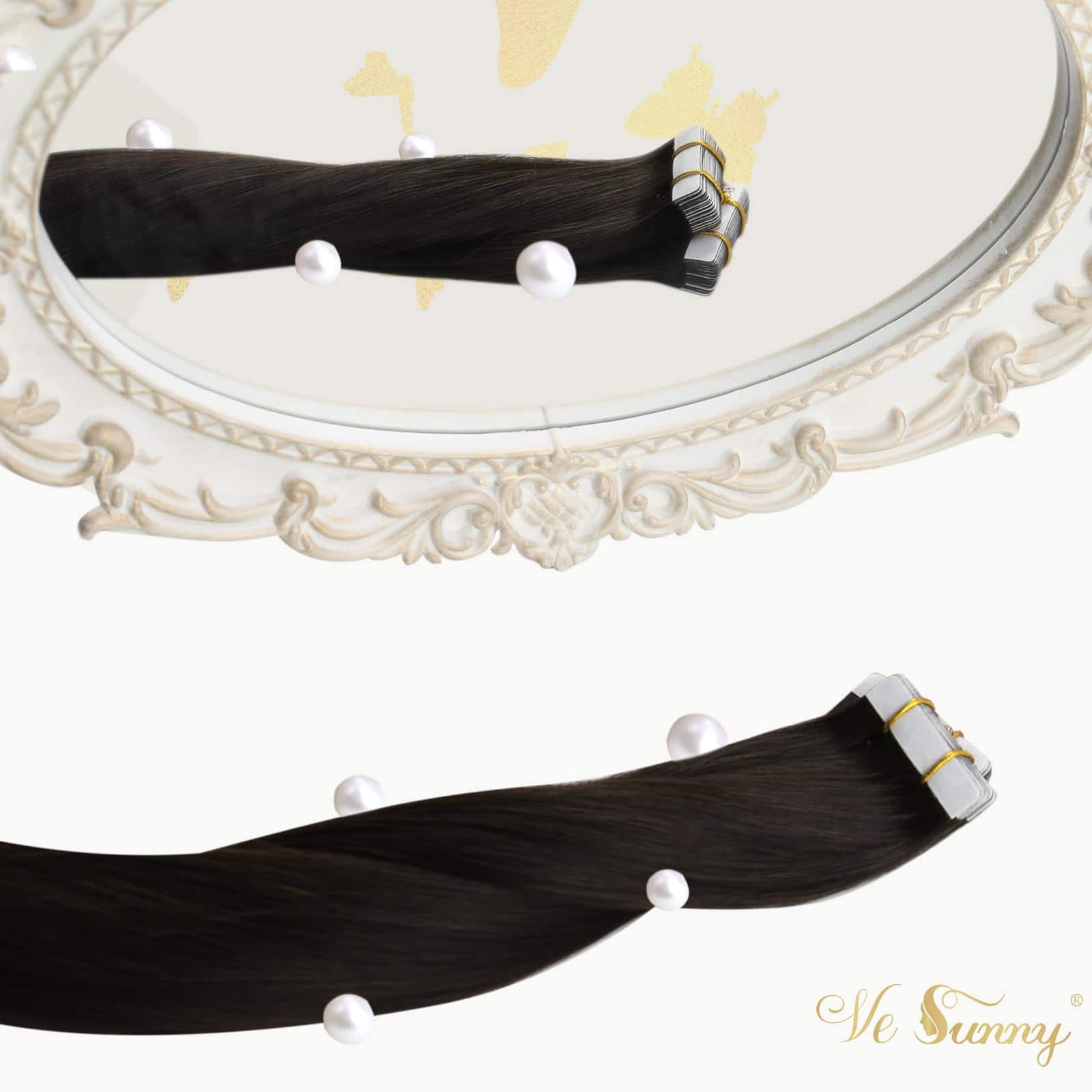 Extensiones de Cabello Humano Real Invisible -Castaño Oscuro - Imagen 9