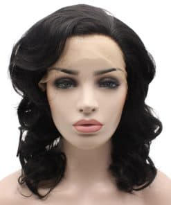 Peluca de Encaje Negro Natural de Longitud a los Hombros