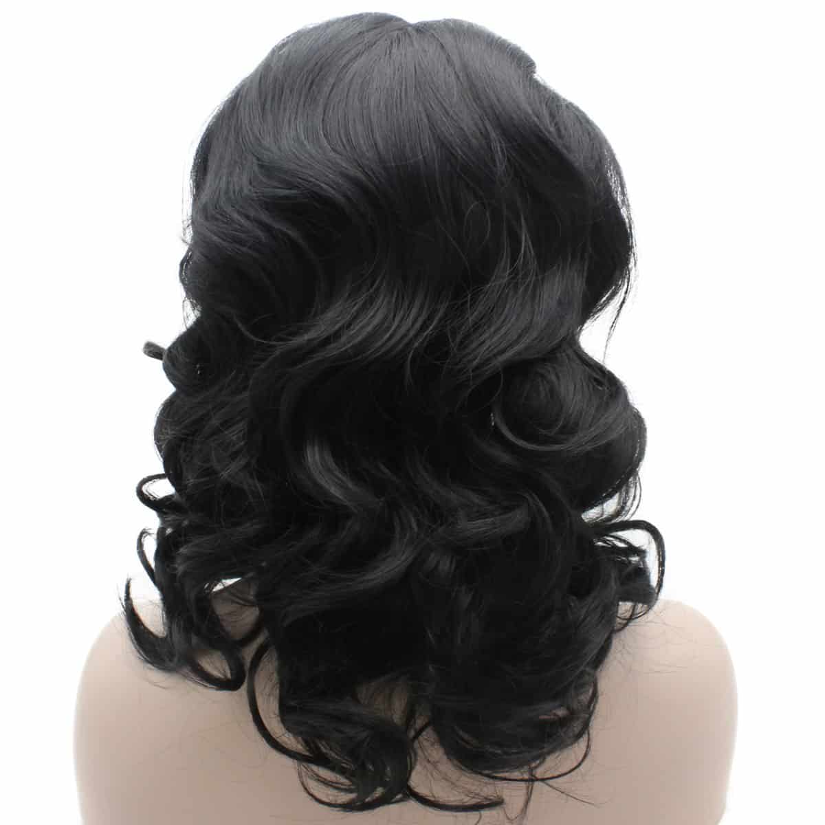 Peluca de Encaje Negro Natural de Longitud a los Hombros - Imagen 5