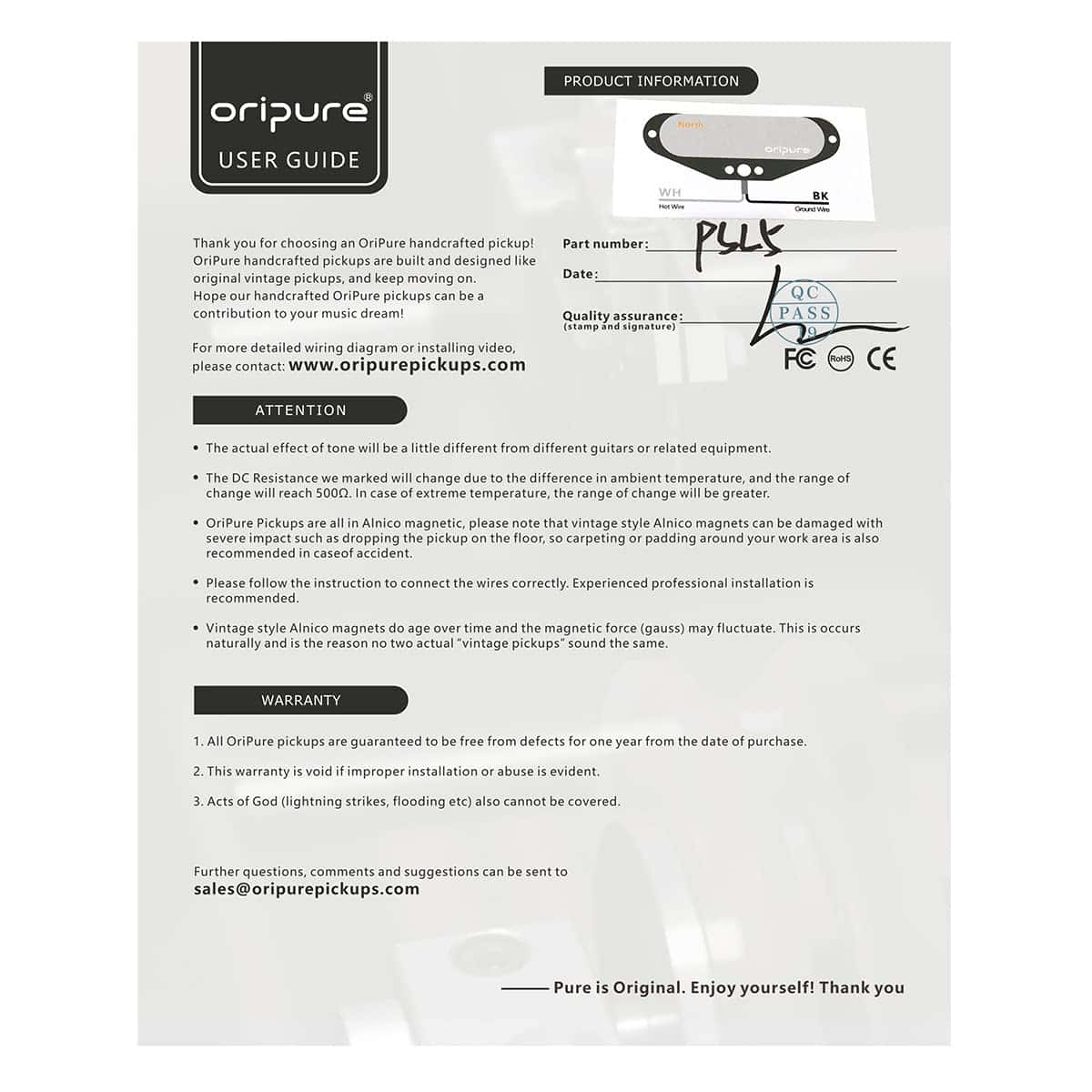 Set de Pastillas de Guitarra Eléctrica OriPure Alnico 5 - Imagen 7