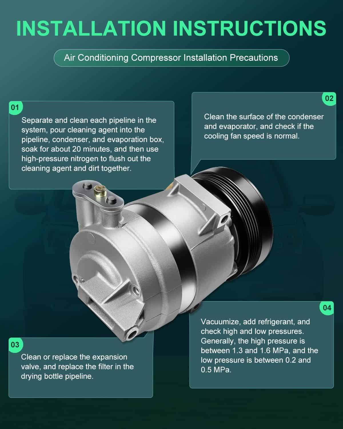 Compresor de Aire Acondicionado SCITOO con Embrague CO - Imagen 8