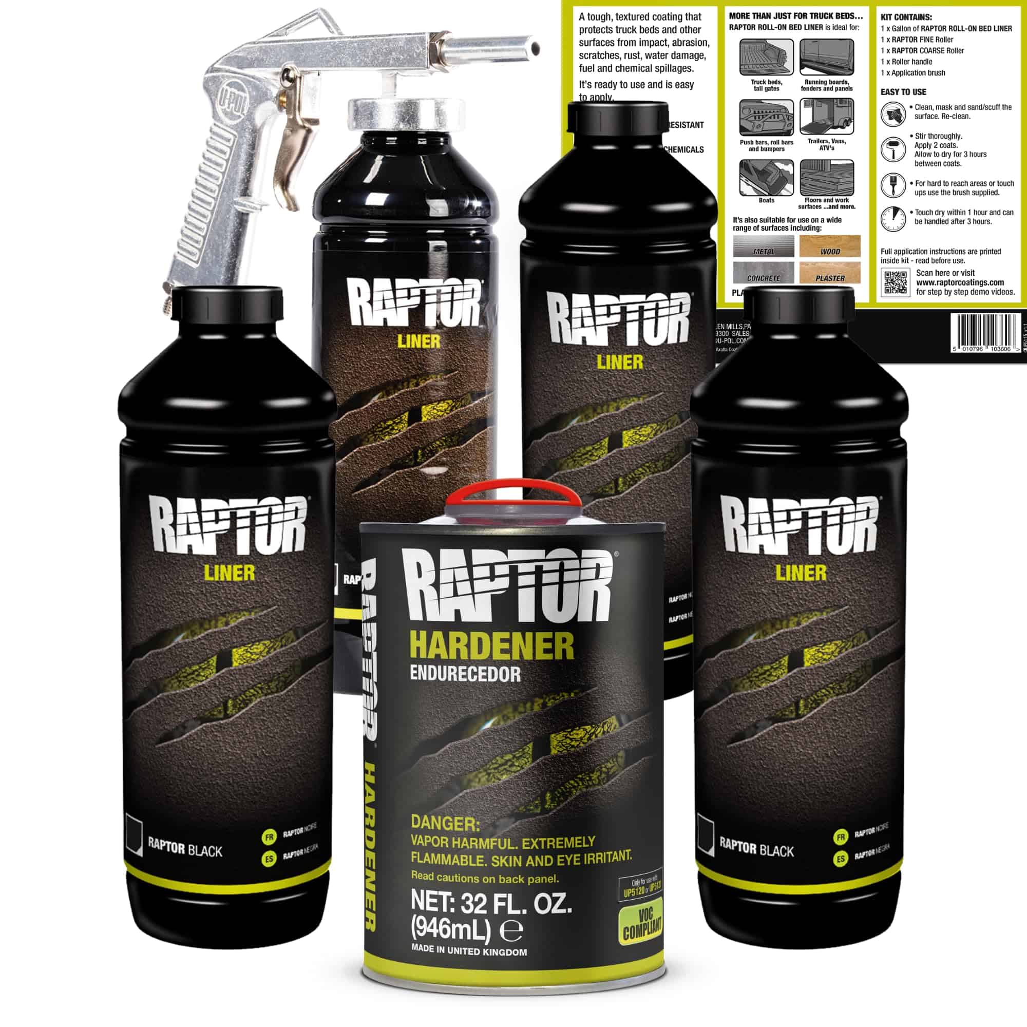 Kit de Revestimiento Negro Raptor en Spray de Uretano para