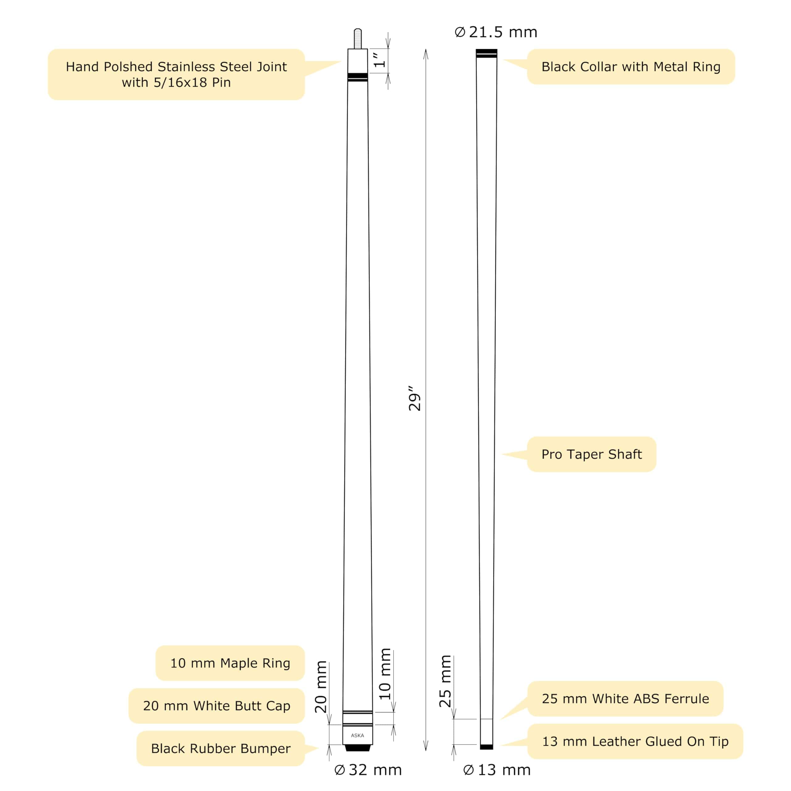 Juego de 5 Palos de Billar Pool de 2 Piezas sin Envoltura - Imagen 6