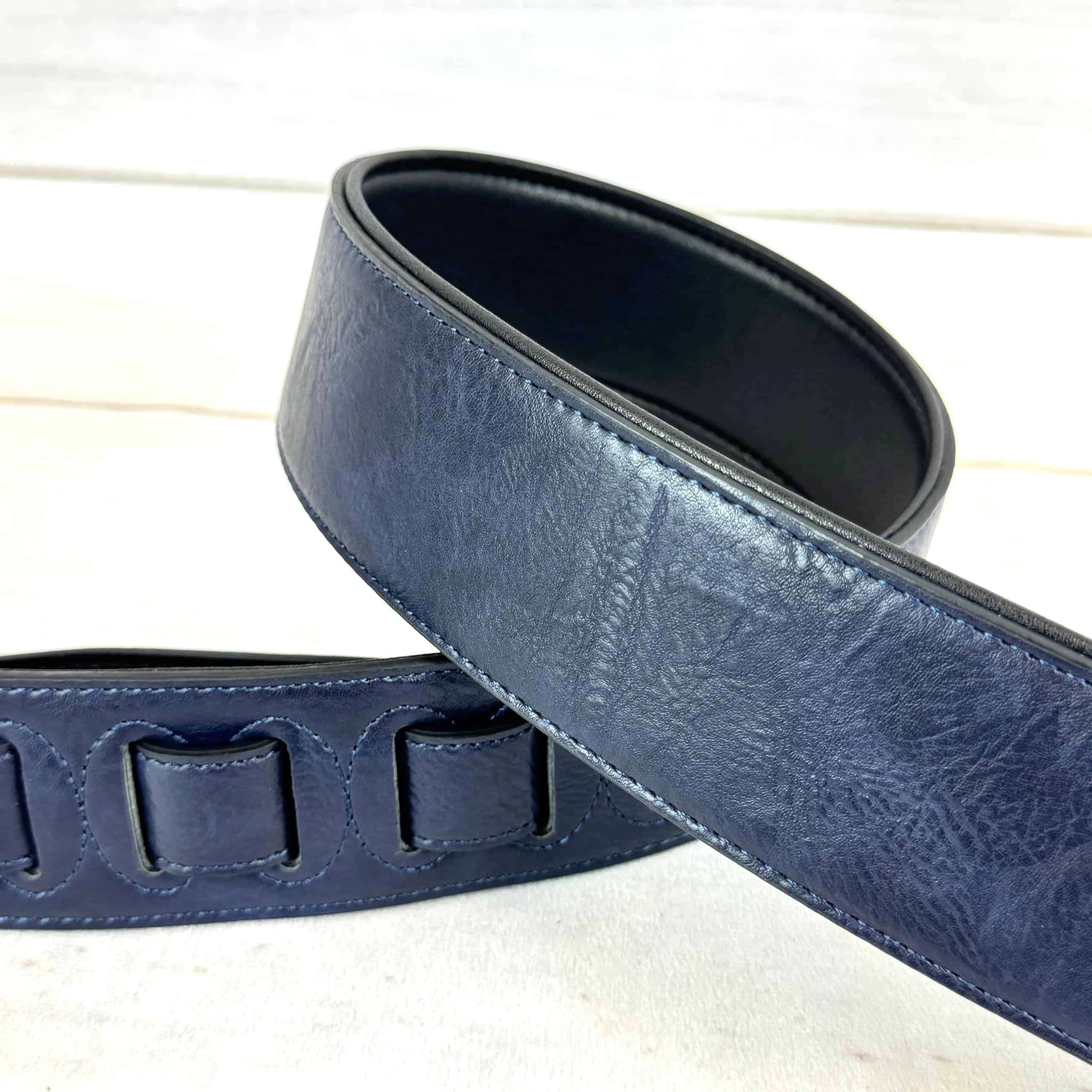 Correa de guitarra Walker & Williams G-52 azul marino hecha - Imagen 7