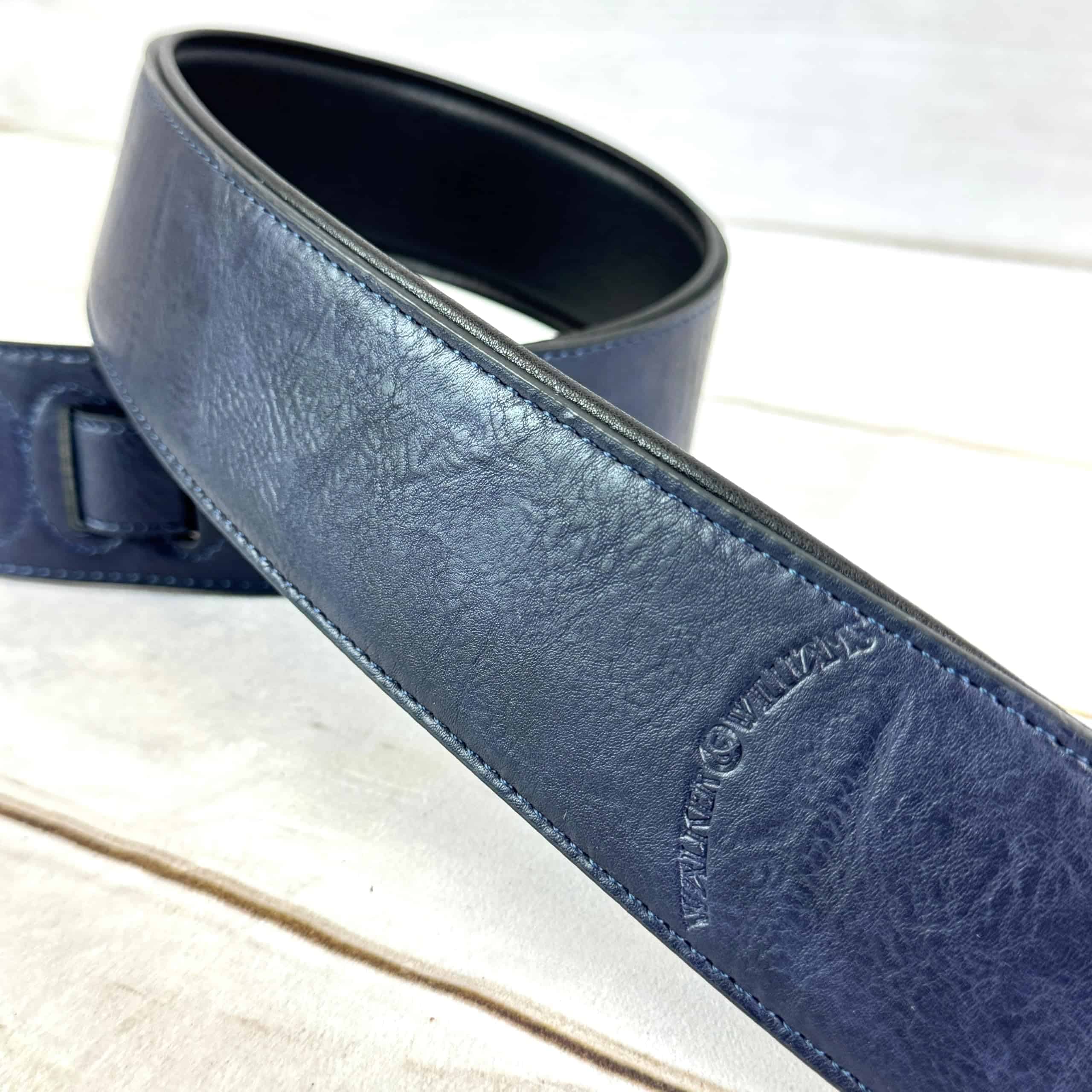 Correa de guitarra Walker & Williams G-52 azul marino hecha - Imagen 5