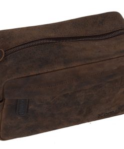 Bolso de aseo de cuero de búfalo auténtico unisex de KomalC