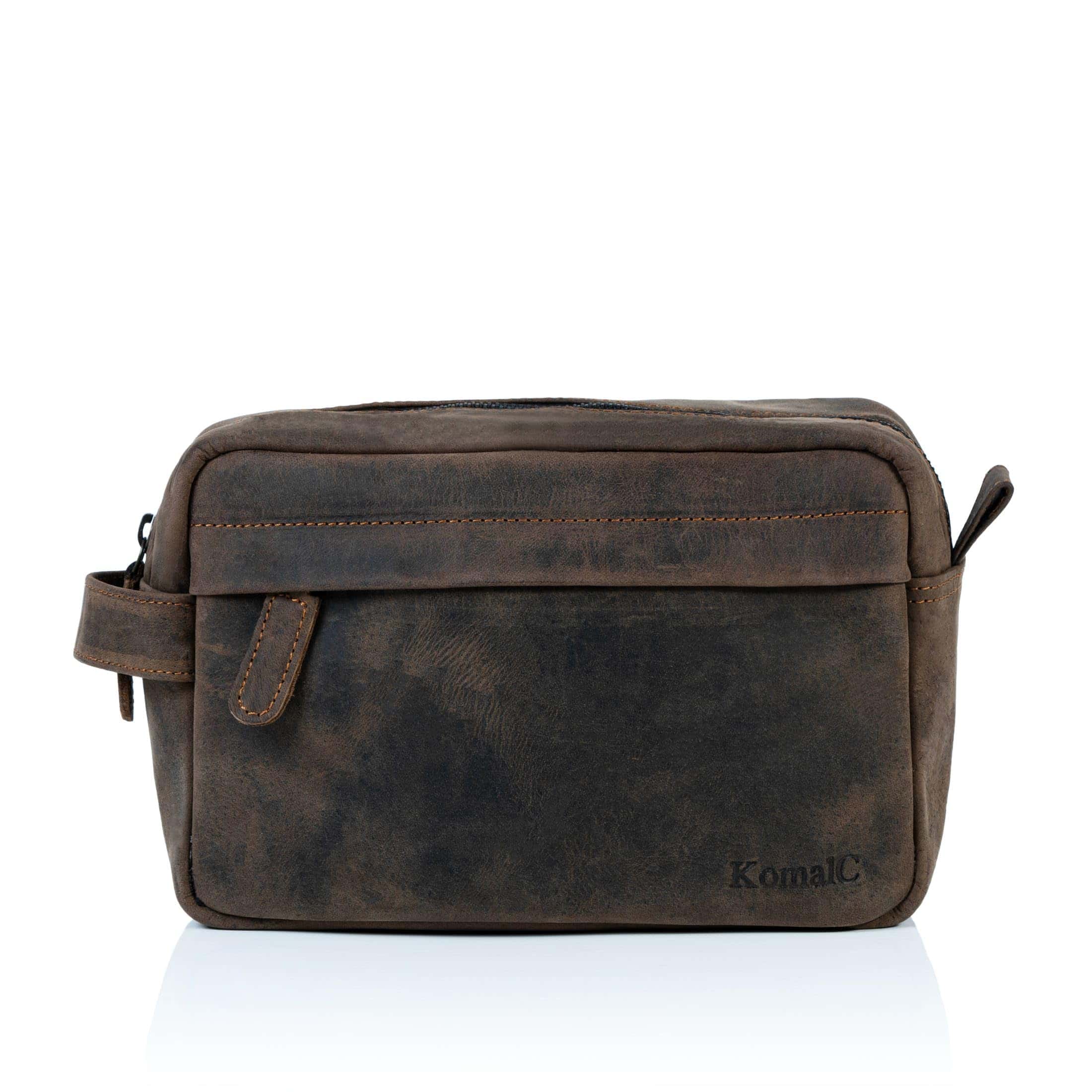 Bolso de aseo de cuero de búfalo auténtico unisex de KomalC - Imagen 4