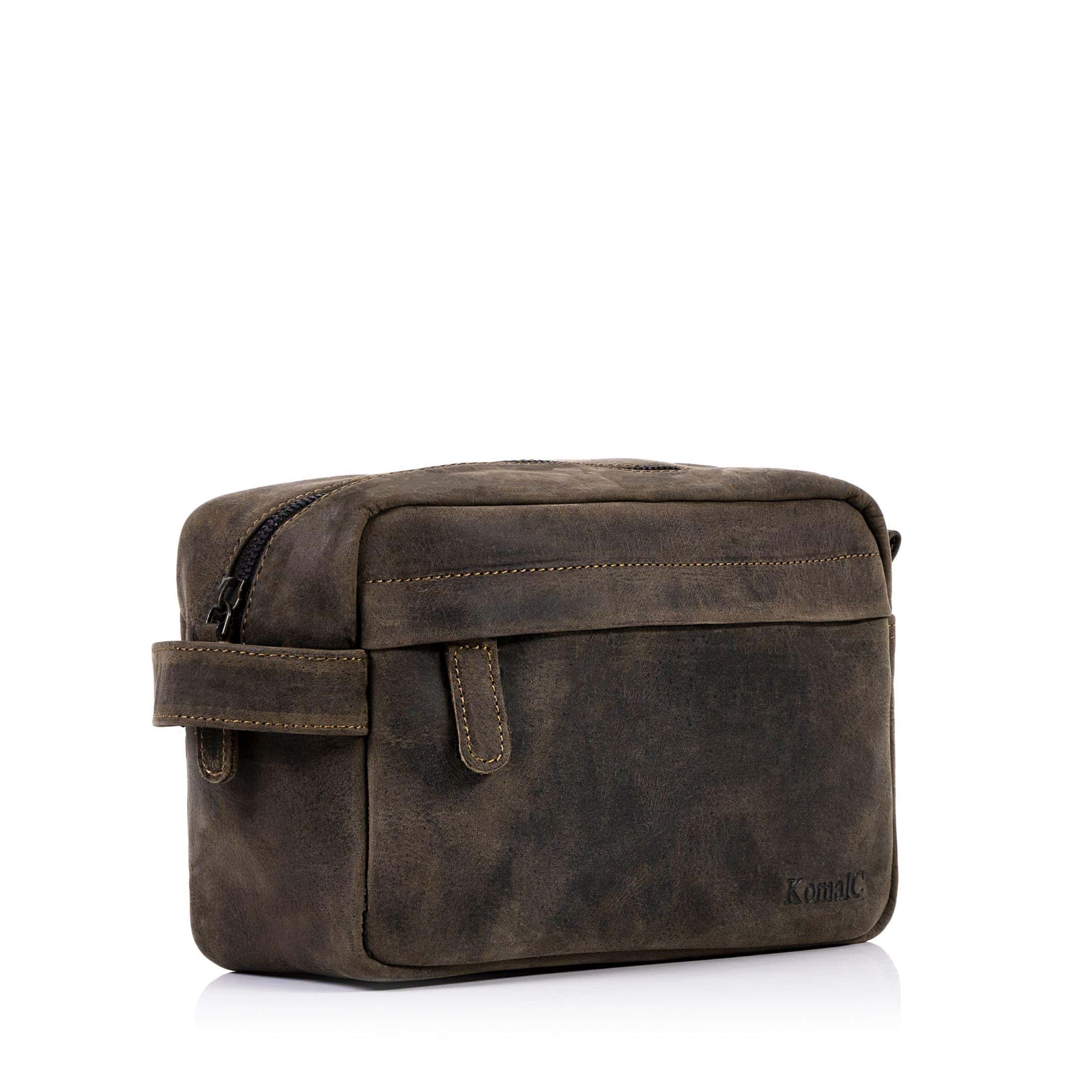 Bolso de aseo de cuero de búfalo auténtico unisex de KomalC - Imagen 3