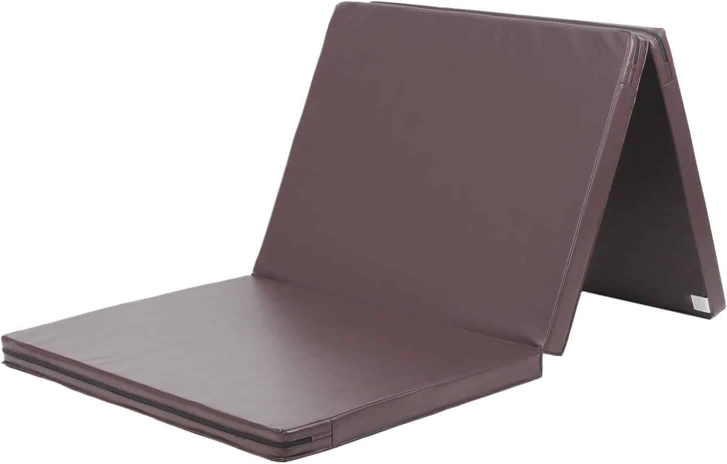 Tapete de gimnasia plegable de 3 secciones -Café/3-secciones