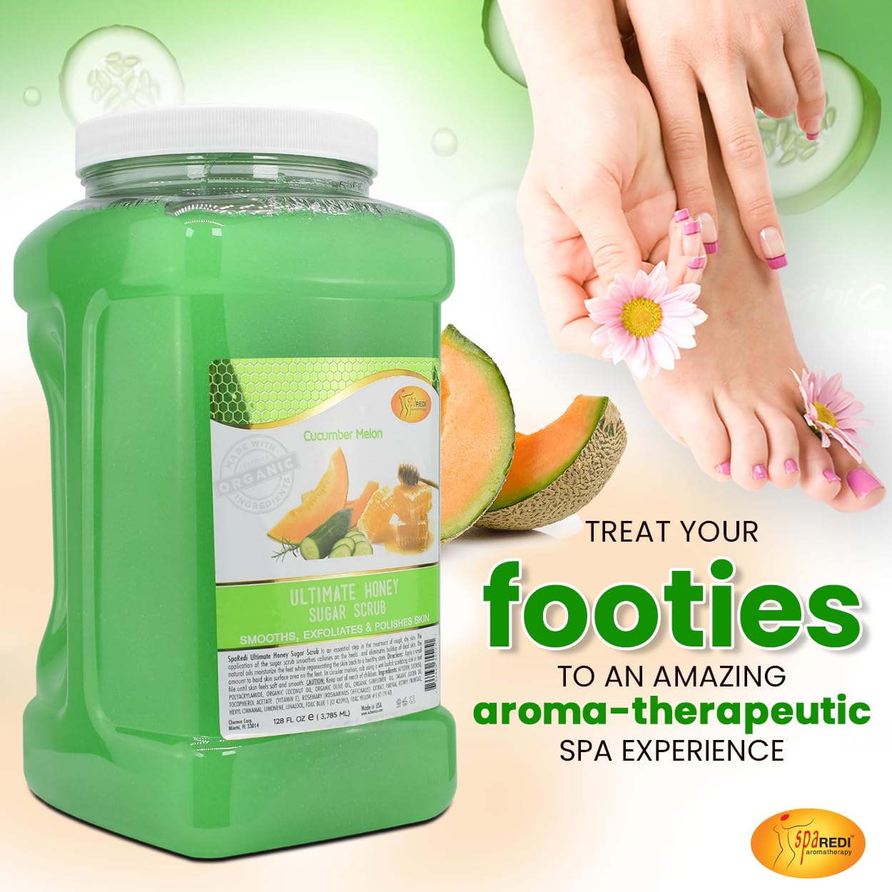 SPA REDI - Exfoliante de Azúcar para el Cuerpo, Miel, Melón - Imagen 5