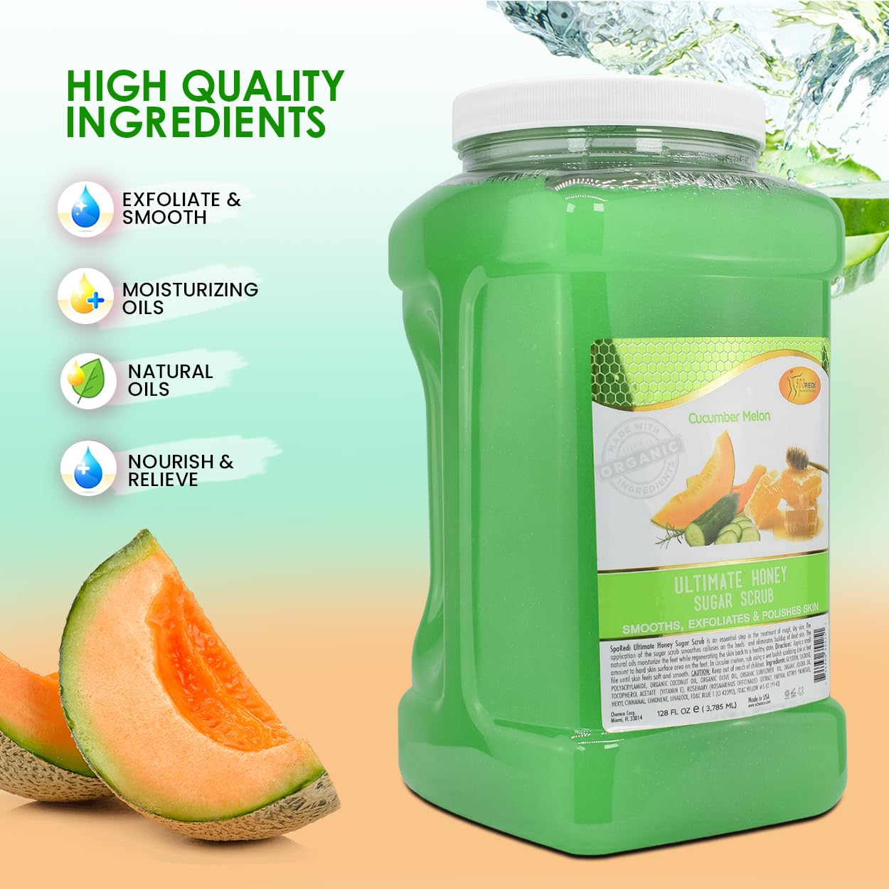 SPA REDI - Exfoliante de Azúcar para el Cuerpo, Miel, Melón - Imagen 6