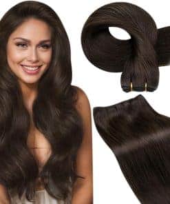 Extensiones de Cabello Cosido Marrón Oscuro de Cabello