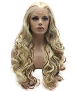 Peluca Sintética de Encaje Frontal Realista de Alta