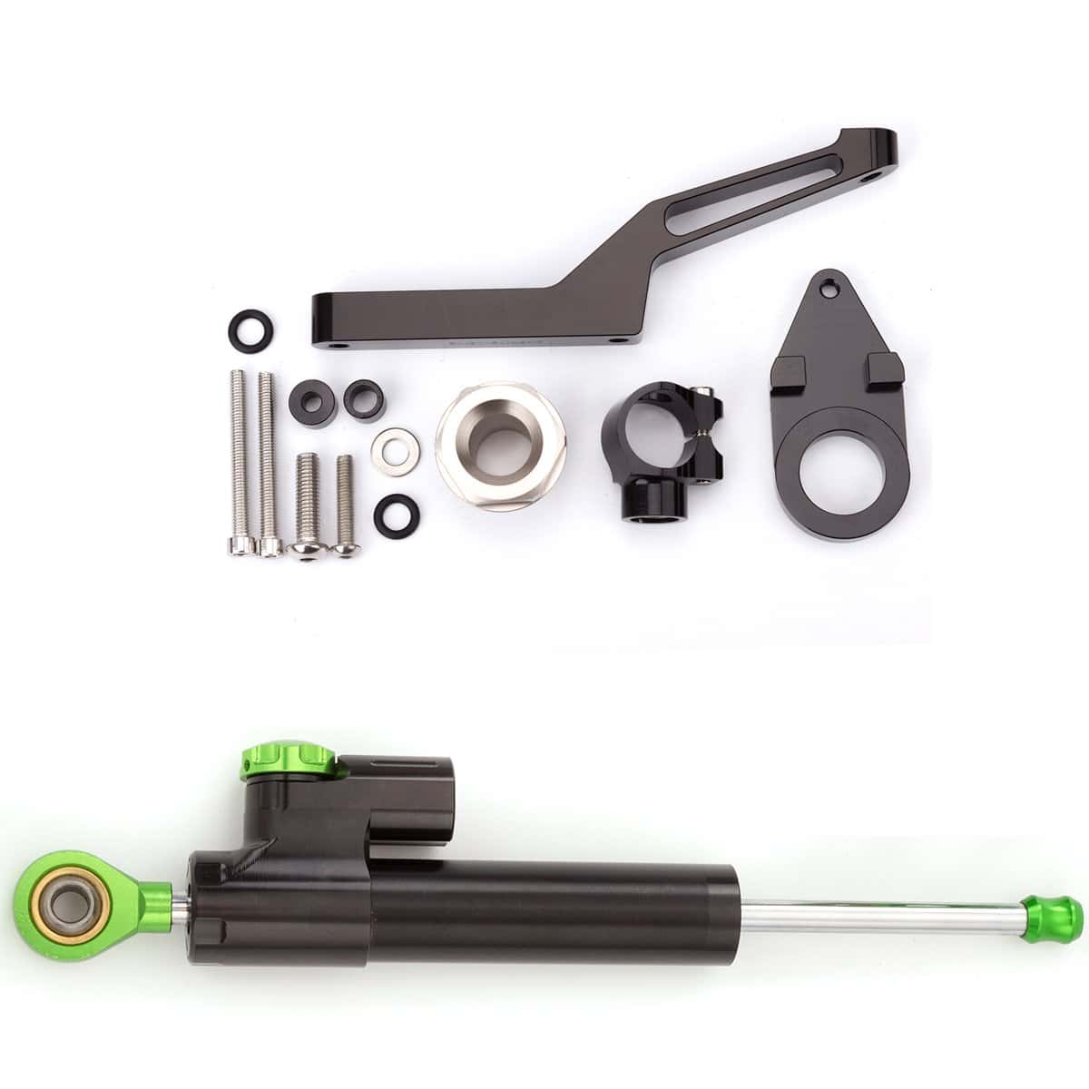 Amortiguador de dirección CNC para -Negro-Verde