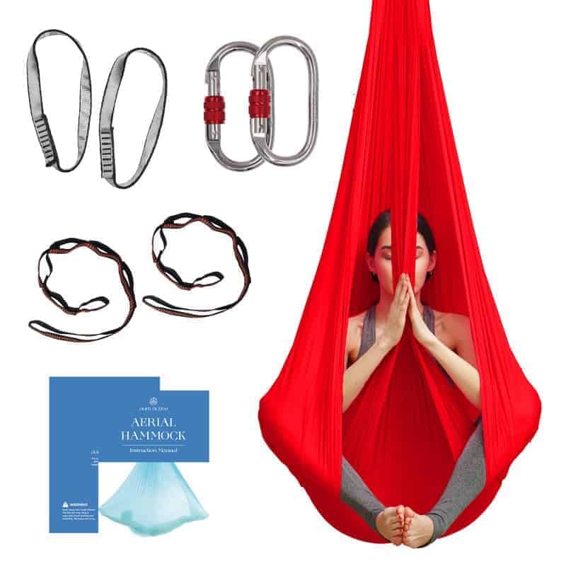 Aum Active Aerial Silk Yoga Hammock & Swing -Rojo
