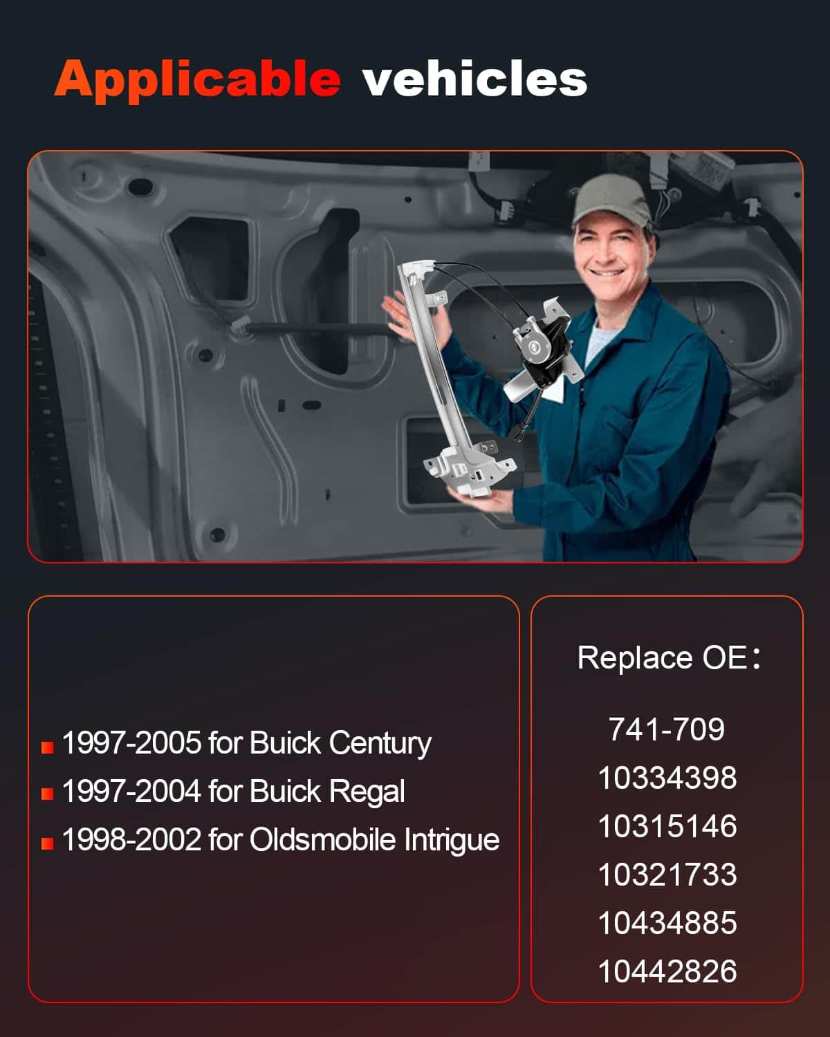 cciyu Regulador de ventana eléctrico trasero -l 741-709 - Imagen 8