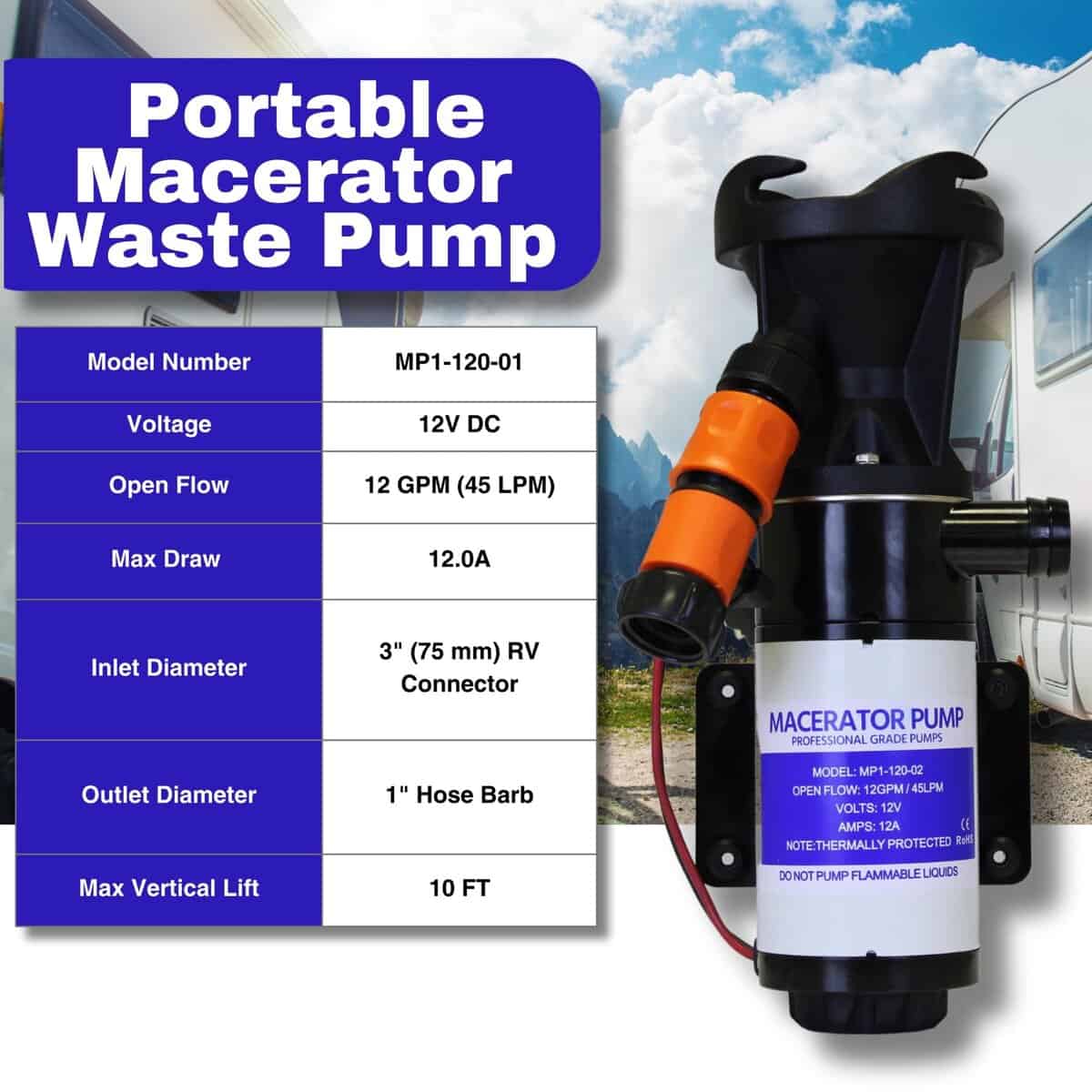 Bomba Trituradora de Macerador RV SewerFlo con Liberación - Imagen 3