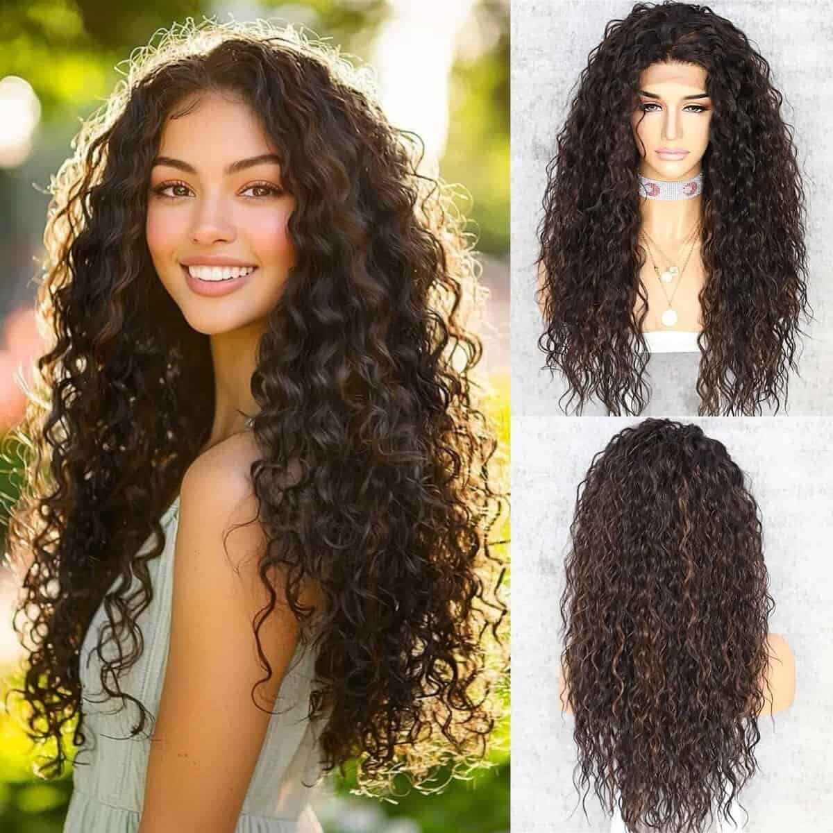 SAPPHIREWIGS Pelucas Rizadas de Encaje Sintético Rizado