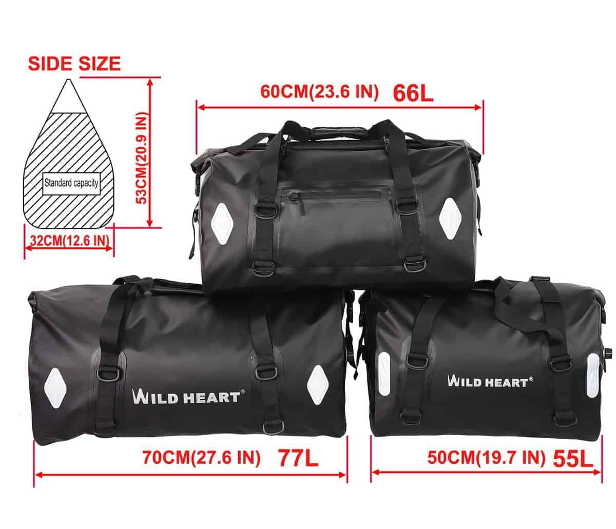 Bolsa Impermeable 55L 66L 77L para Moto para Viajes, - Imagen 5
