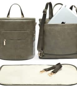 Mochila pañalera miss fong, Mochila grande de cuero con 16