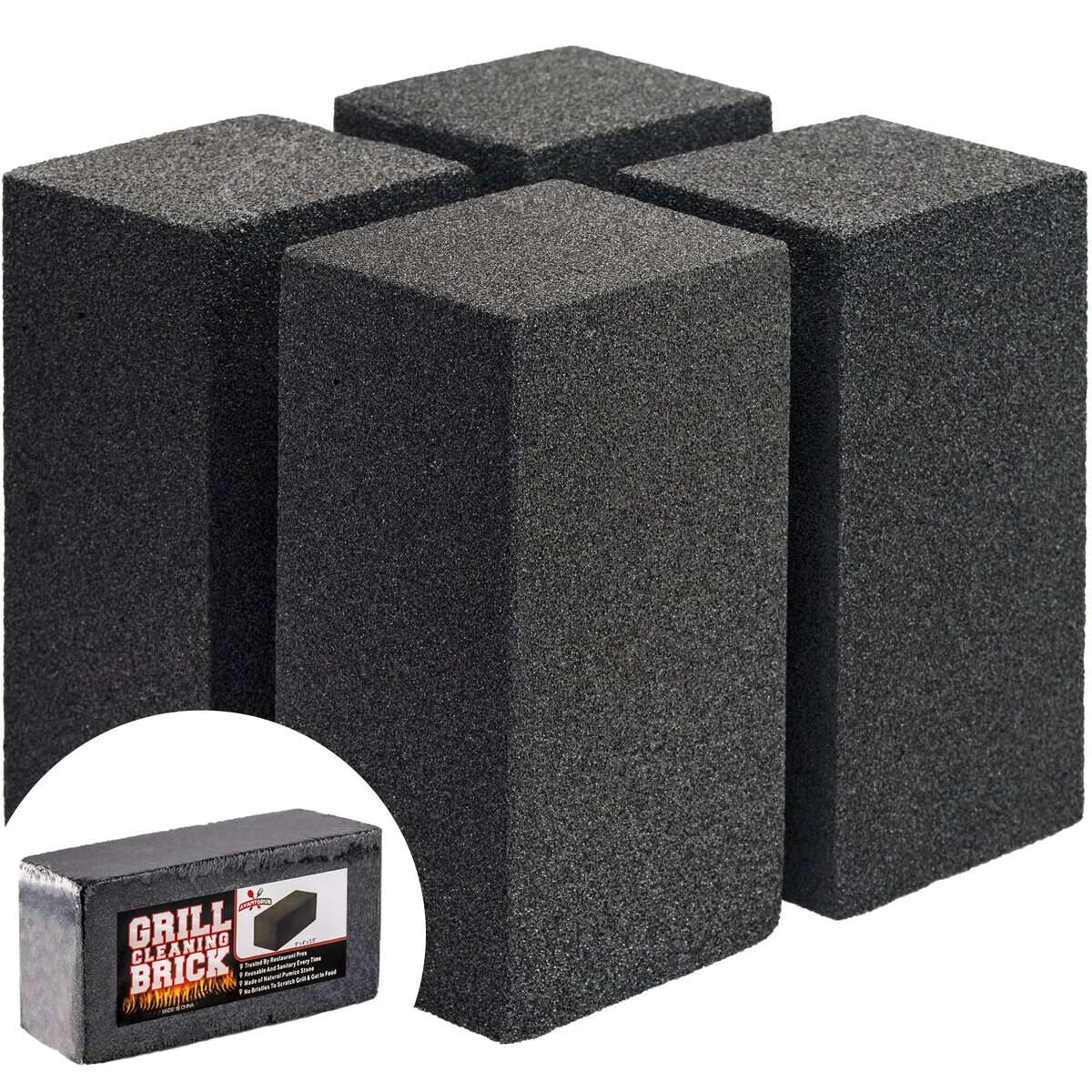 Paquete de 4 Ladrillos de Limpieza para Parrillas de Grado