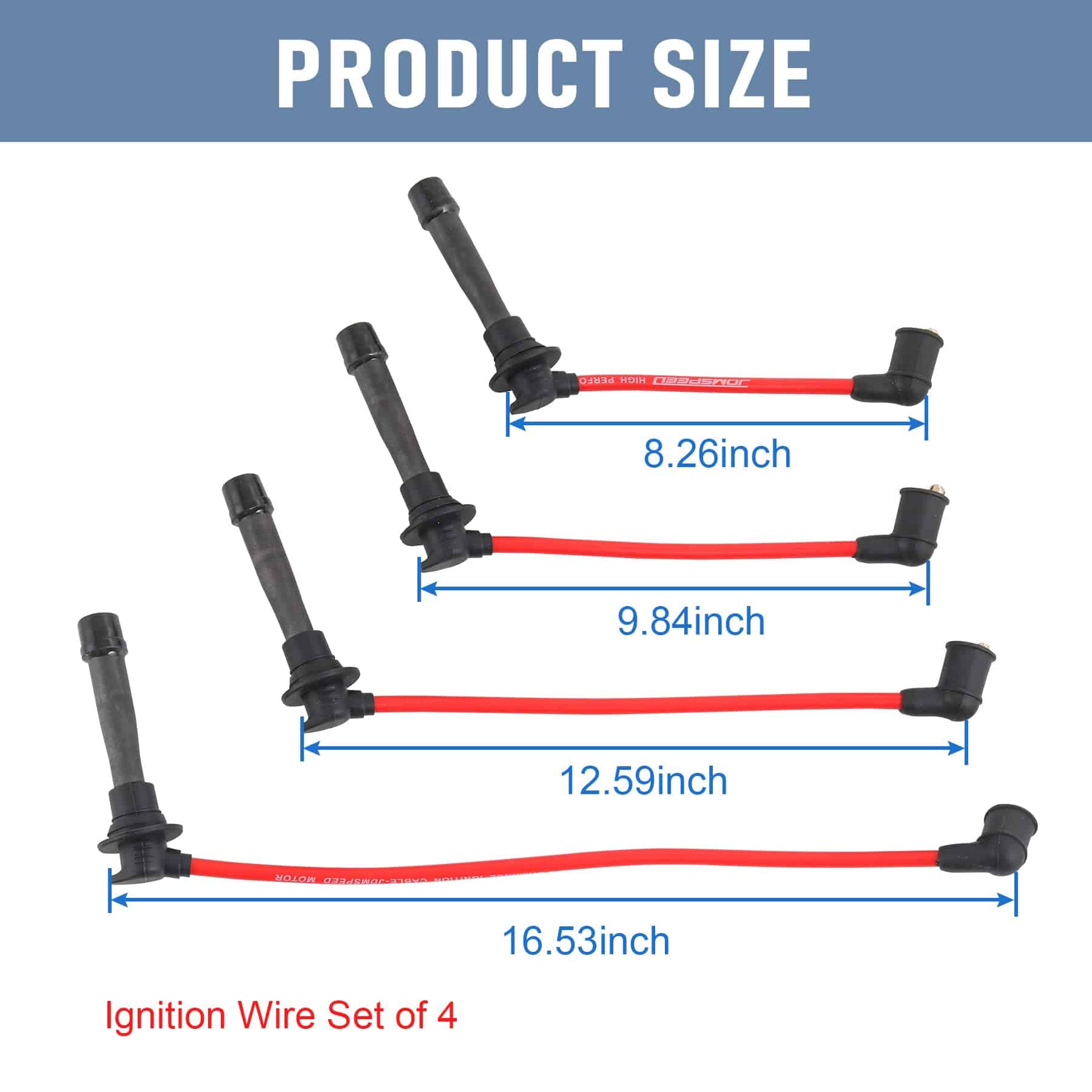 JDMSPEED Nuevo Juego de Cables de Bujía de Encendido Rojos - Imagen 4