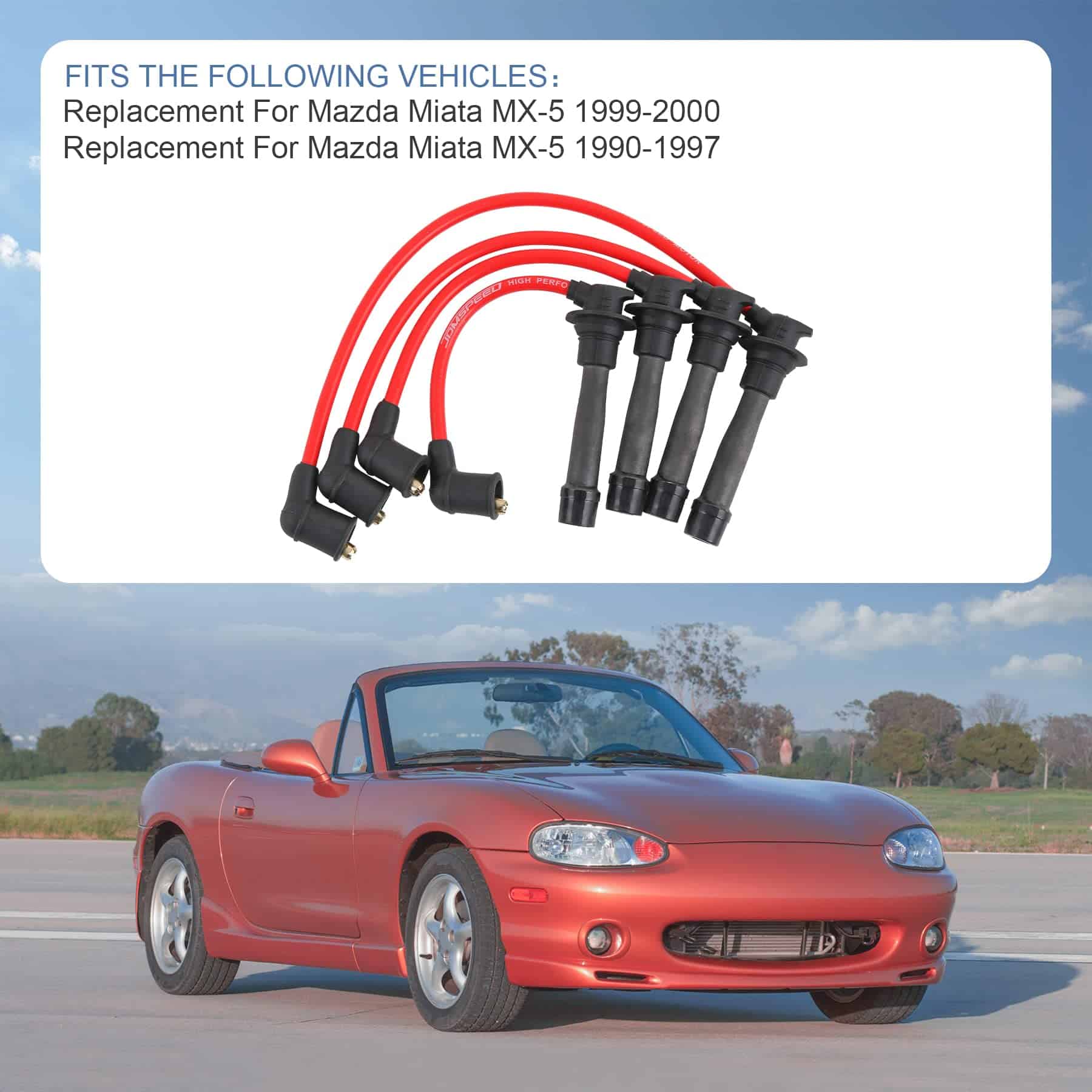 JDMSPEED Nuevo Juego de Cables de Bujía de Encendido Rojos - Imagen 3
