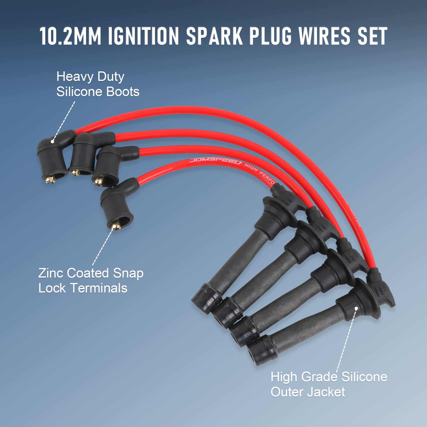 JDMSPEED Nuevo Juego de Cables de Bujía de Encendido Rojos - Imagen 7