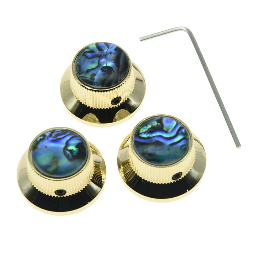 Set de 3 perillas de guitarra y bajo doradas con
