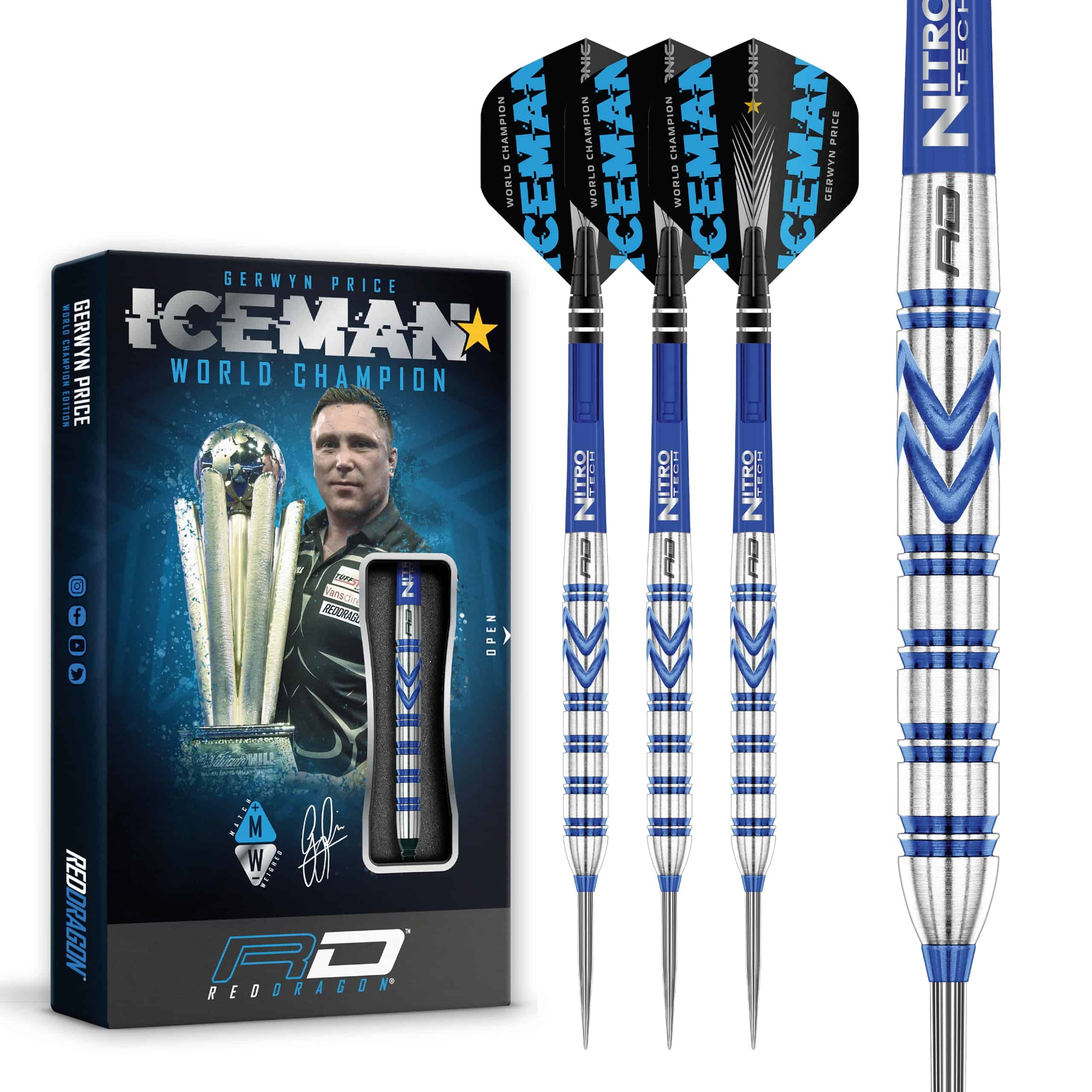 RED DRAGON Gerwyn Price Iceman Originales 23 gramos Juego