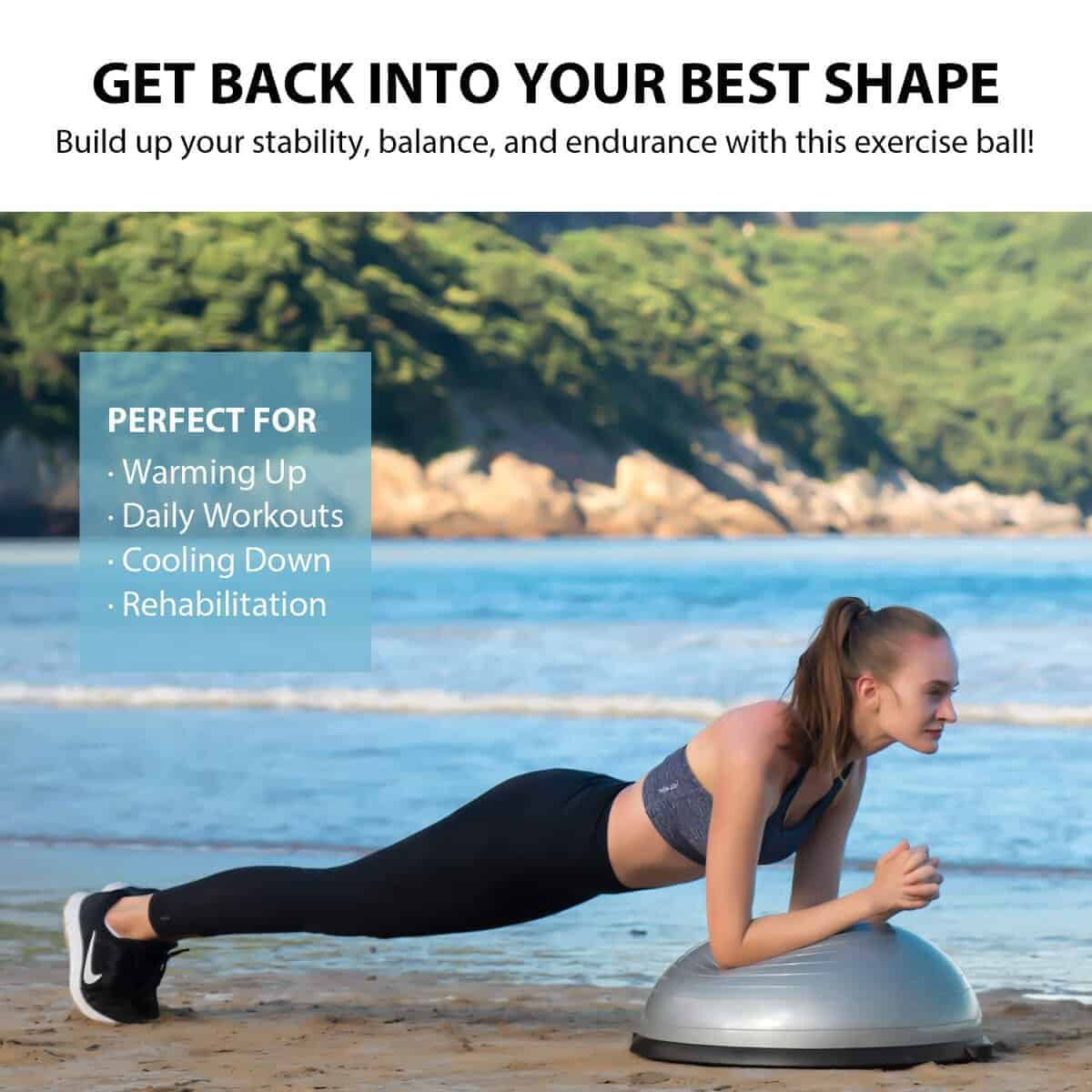 ZELUS Balance Ball Trainer Half Yoga Exercise Ball con - Imagen 7