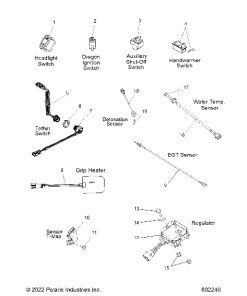 Agarre calefactable Hi/Lo para motonieve Polaris, Pieza OEM