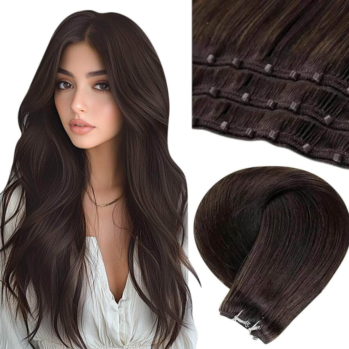 Extensiones de Cabello Cosidas LaaVoo de Mostaza Oscura