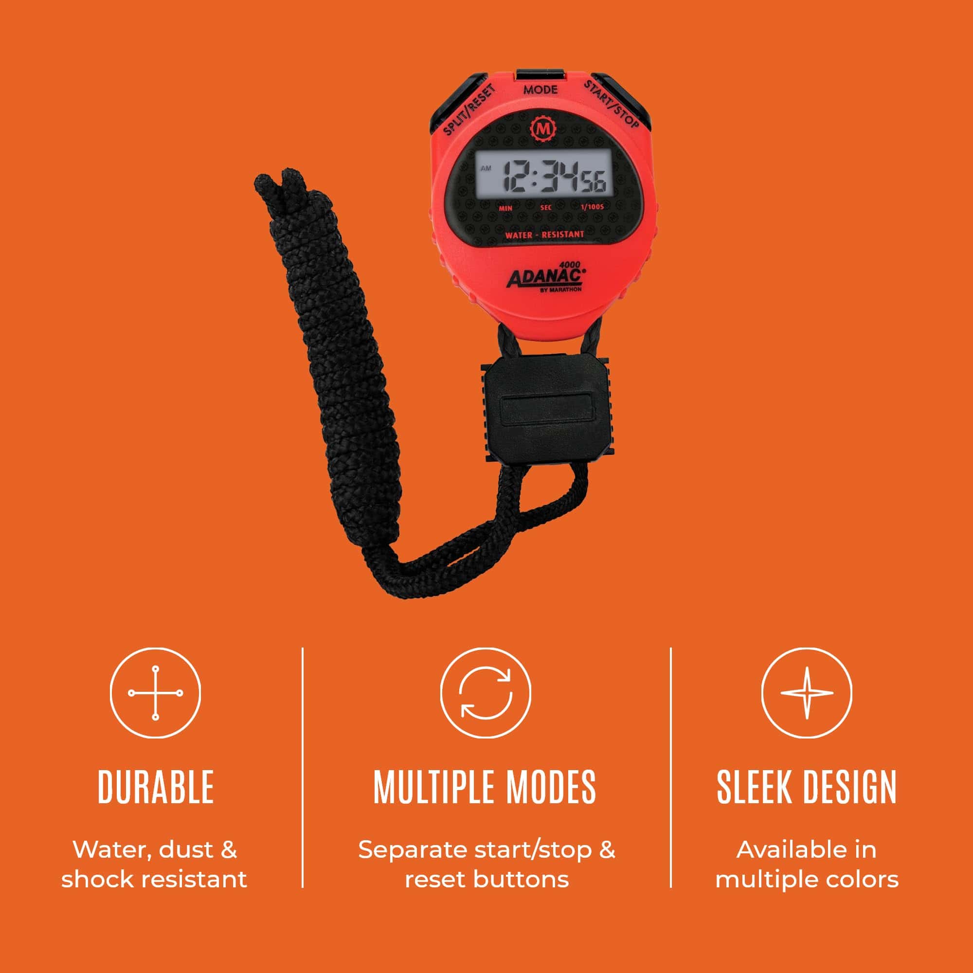 Cronómetro digital Marathon Adanac 4000, rojo - Precisión - Imagen 4