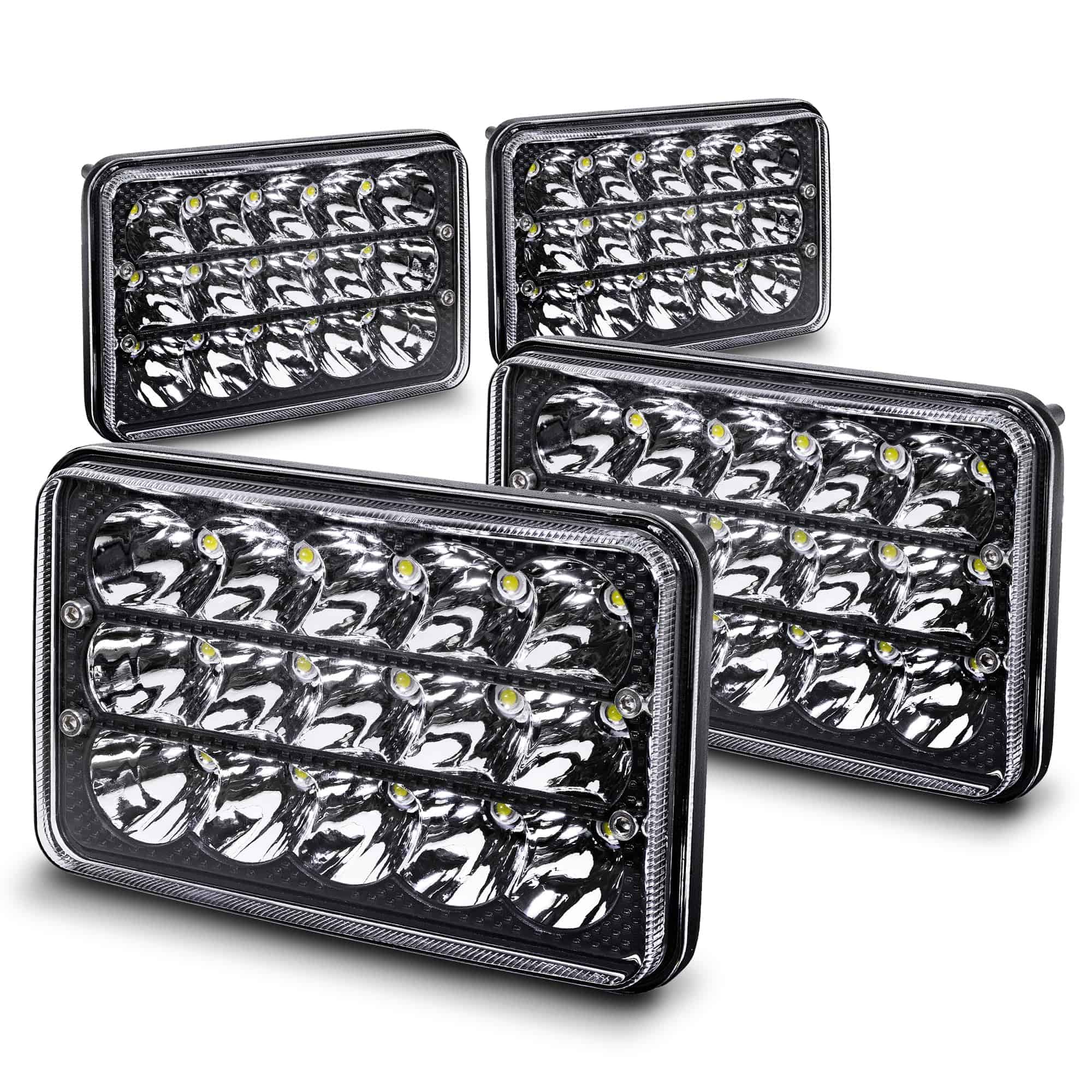 Faros LED 4pc TRUE MODS Negro 6x4 4x6 Pulgadas 45W H4 Alto