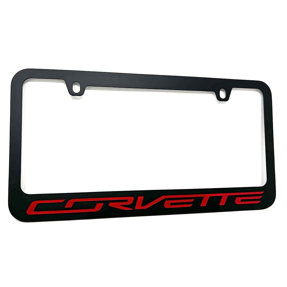 Marco de Placa de Licencia C7 Corvette - -Negro con Script R