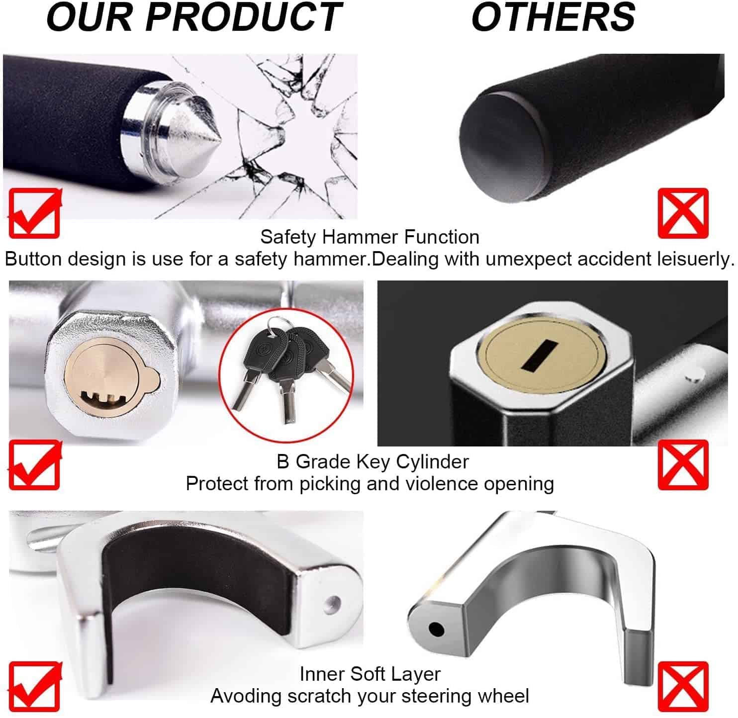 Bloqueo de Volante Tevlaphee para Coches, Bloqueo de - Imagen 4