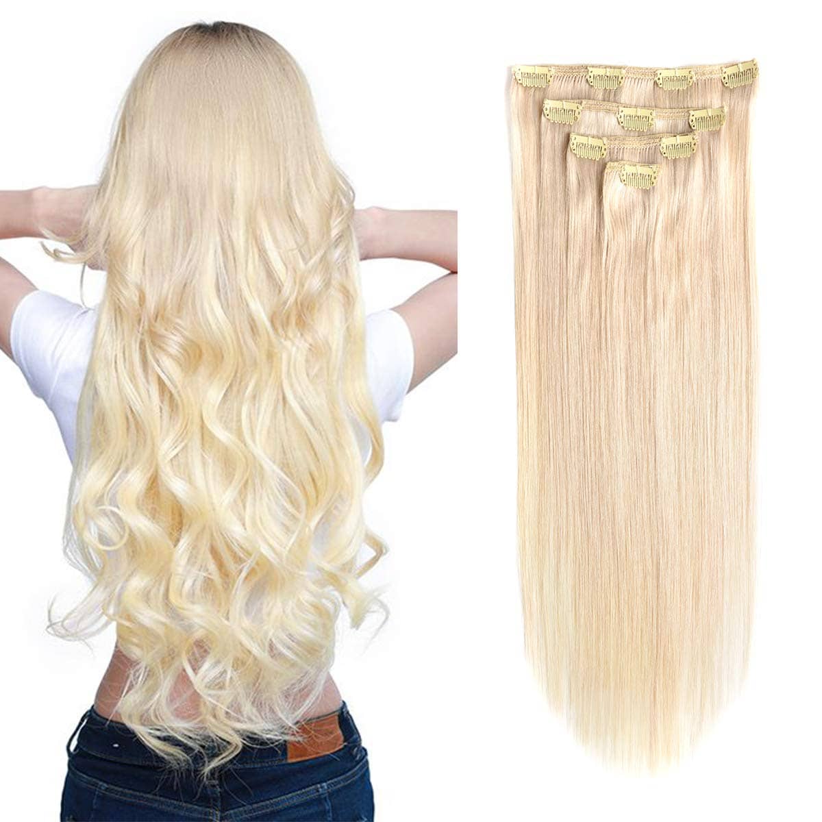 Extensiones de Cabello Clip en Cabello -Rubio Más Claro #613