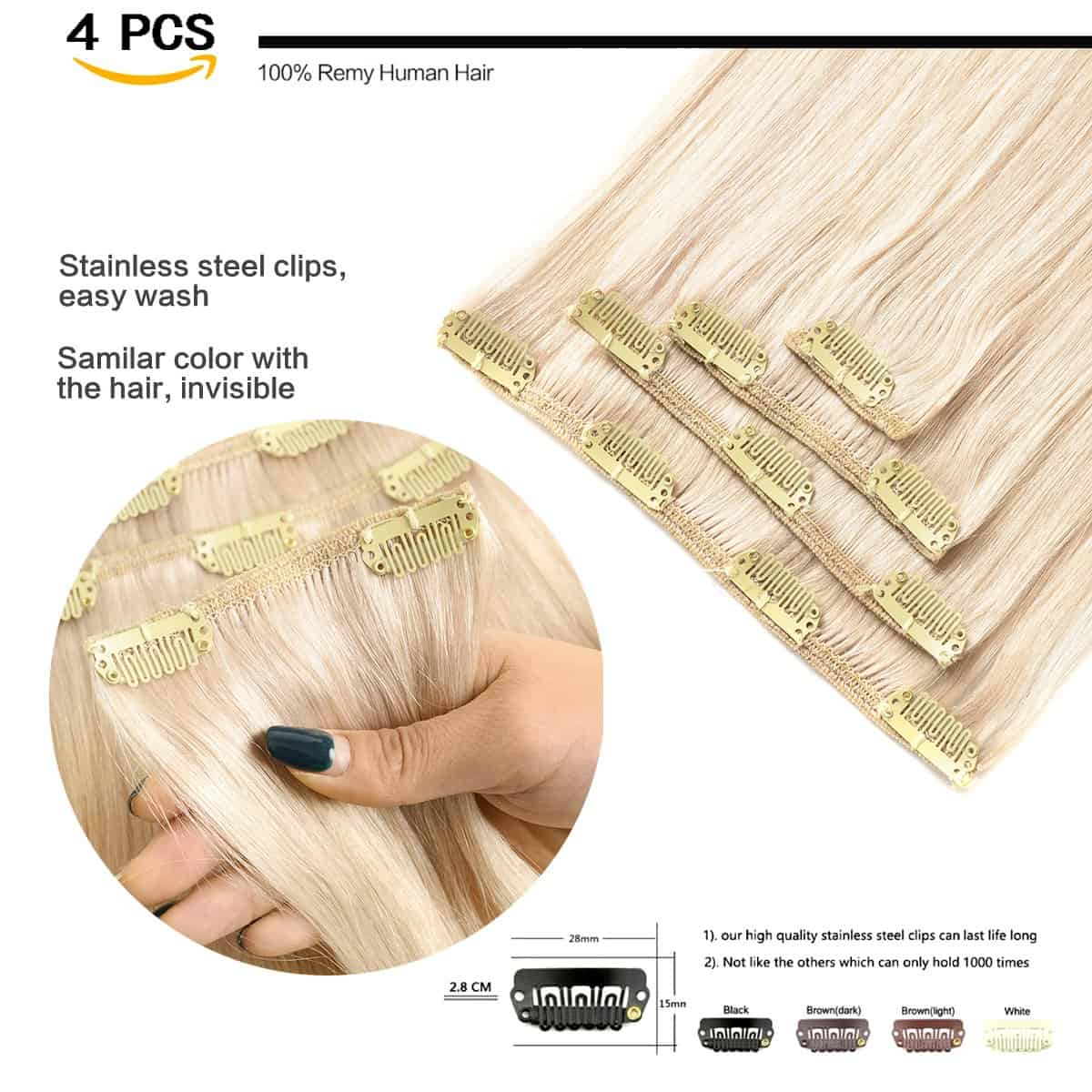 Extensiones de Cabello Clip en Cabello -Rubio Más Claro #613 - Imagen 4