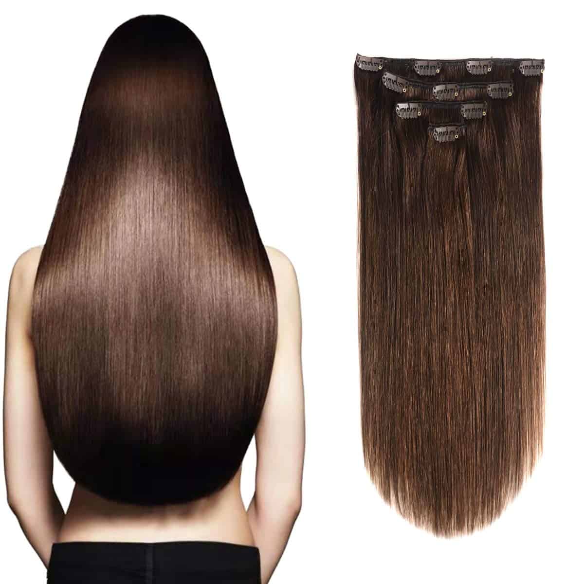 Extensiones de Cabello Clip en Cabello Real 18 Pulgadas