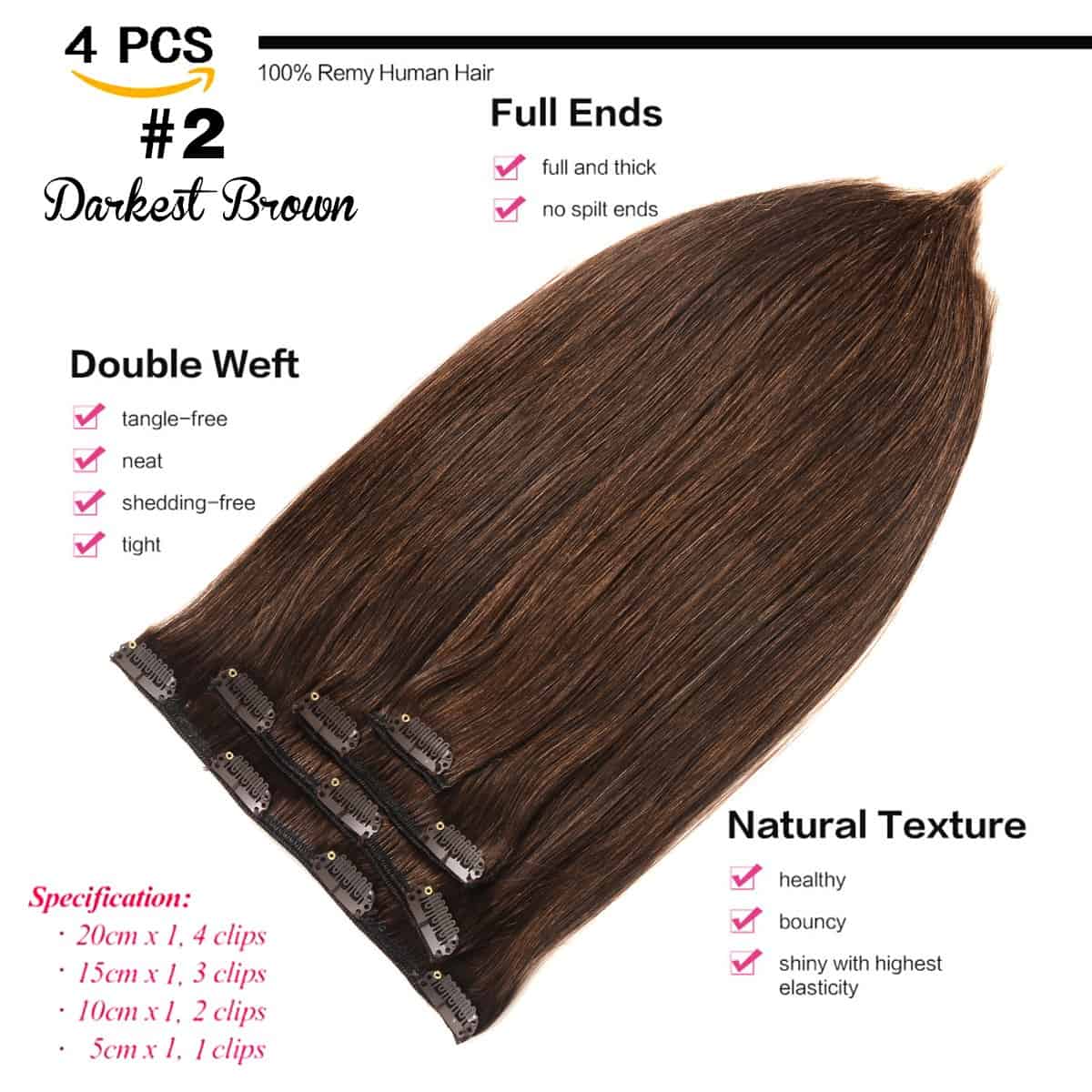 Extensiones de Cabello Clip en Cabello Real 18 Pulgadas - Imagen 3