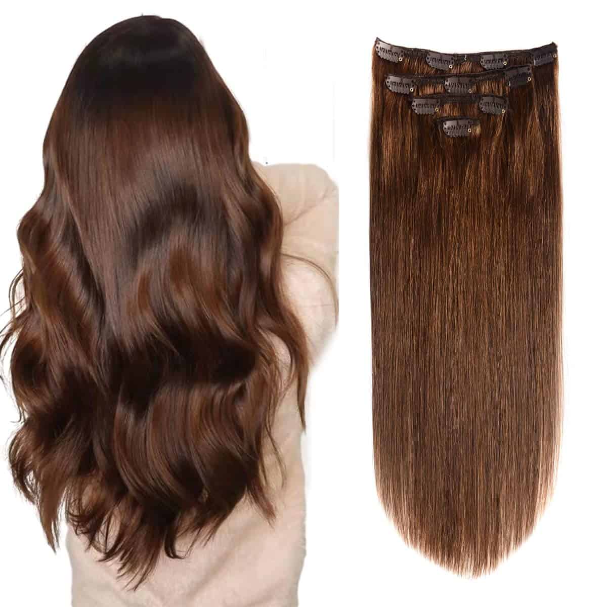 Extensiones de Cabello de Clip GEELOOK Cabello -Café Chocola